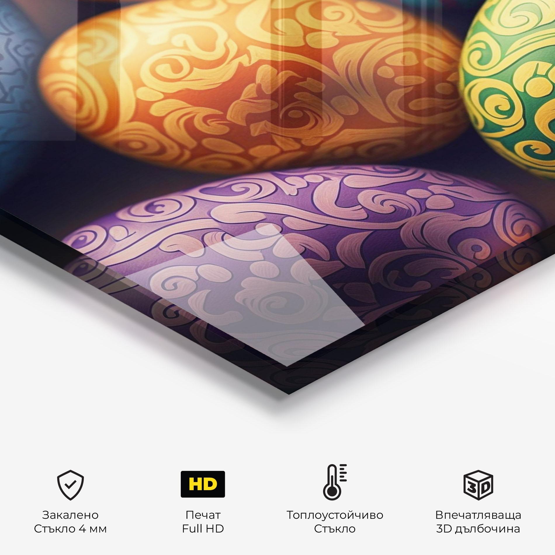 Стъклен панел за кухня Orange Green Easter Eggs mockup 2