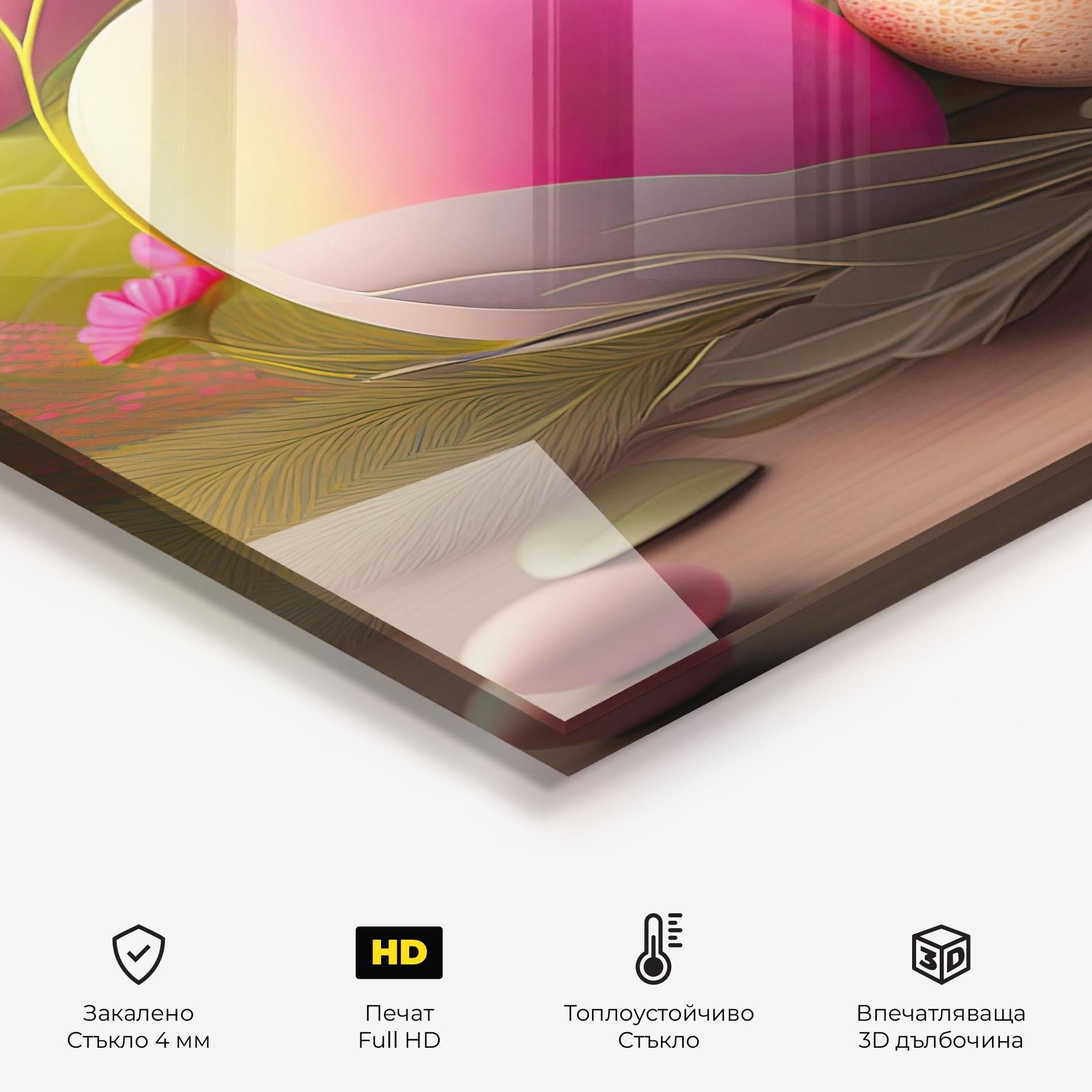Стъклен панел за кухня Pink Easter Eggs mockup 2