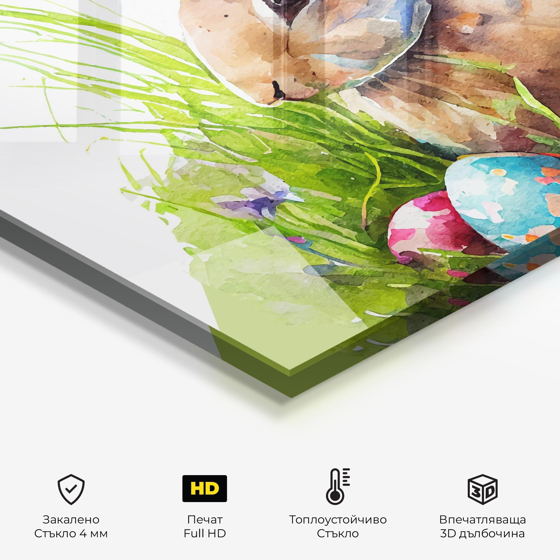 Стъклен панел за кухня Rabbit With Eggs mockup 2