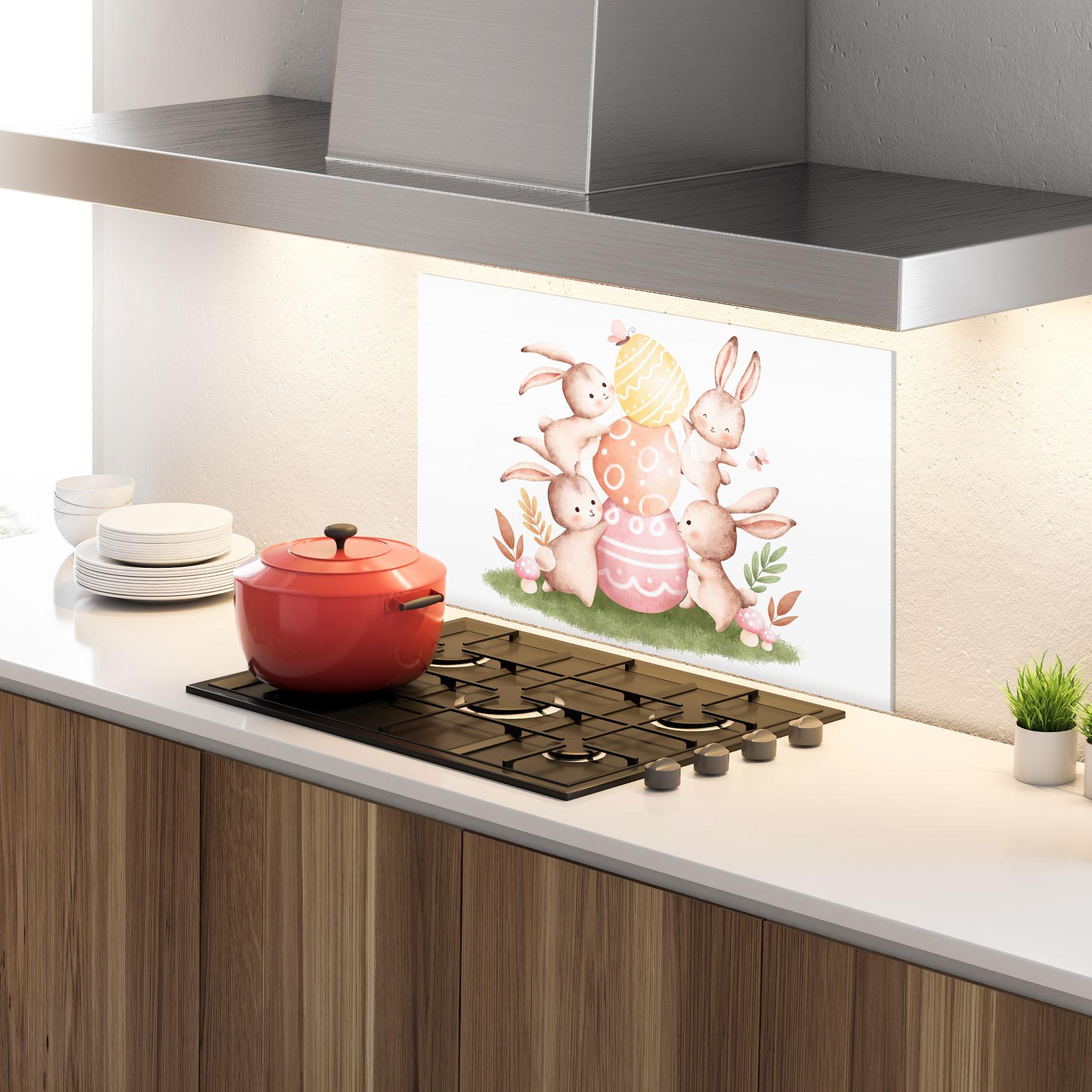 Стъклен панел за кухня Bunny Playing mockup 4