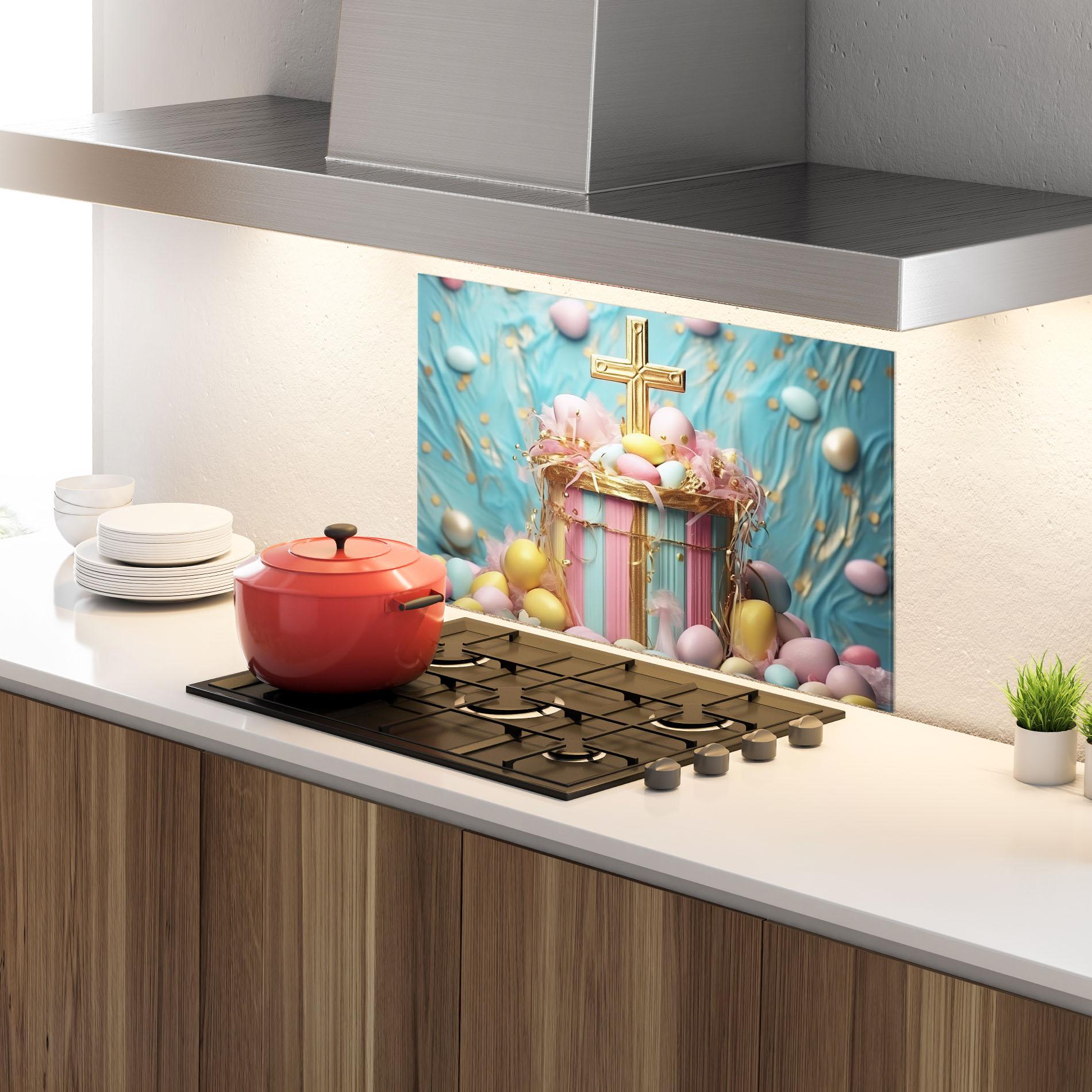 Стъклен панел за кухня Easter Egg Decor mockup 4