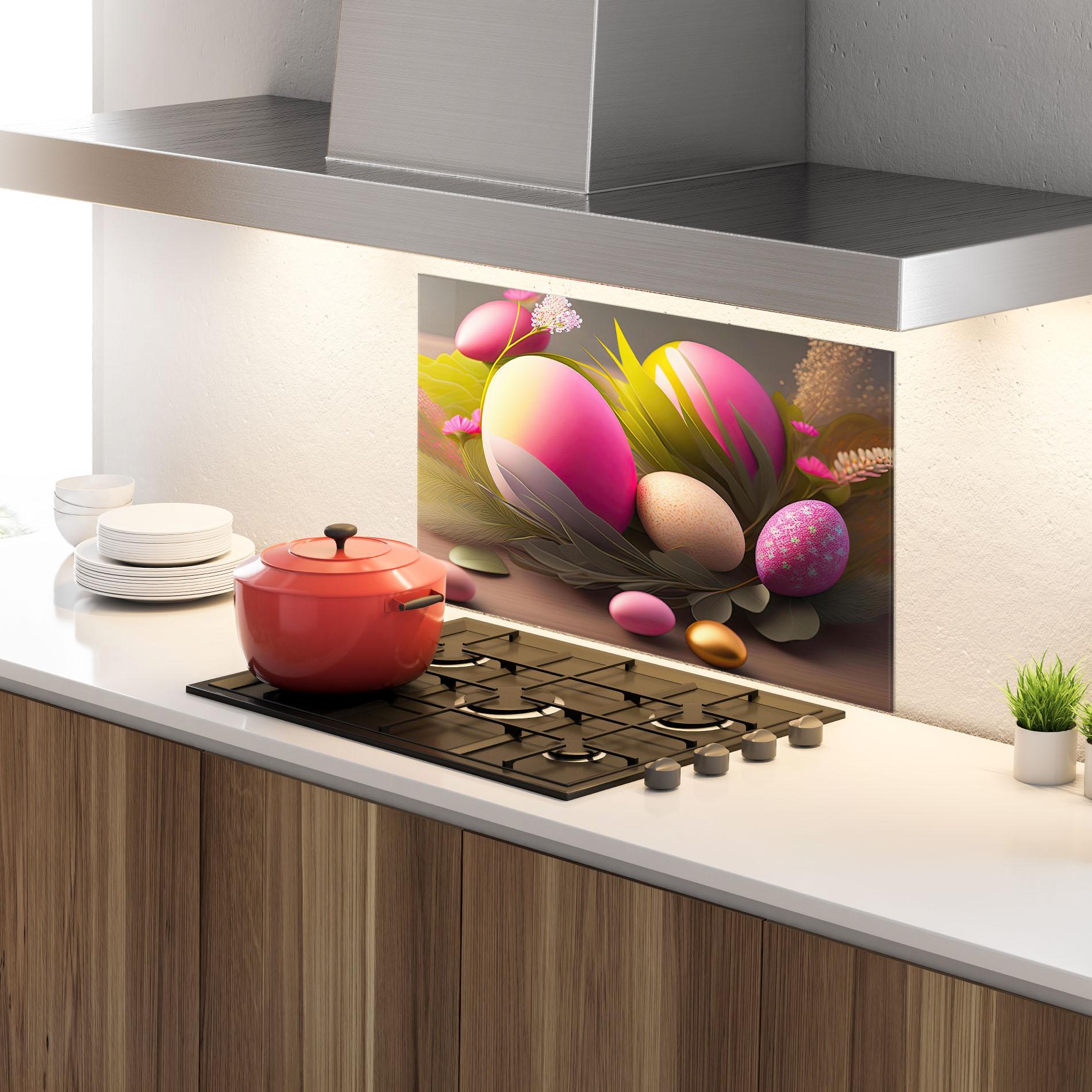 Стъклен панел за кухня Pink Easter Eggs mockup 4