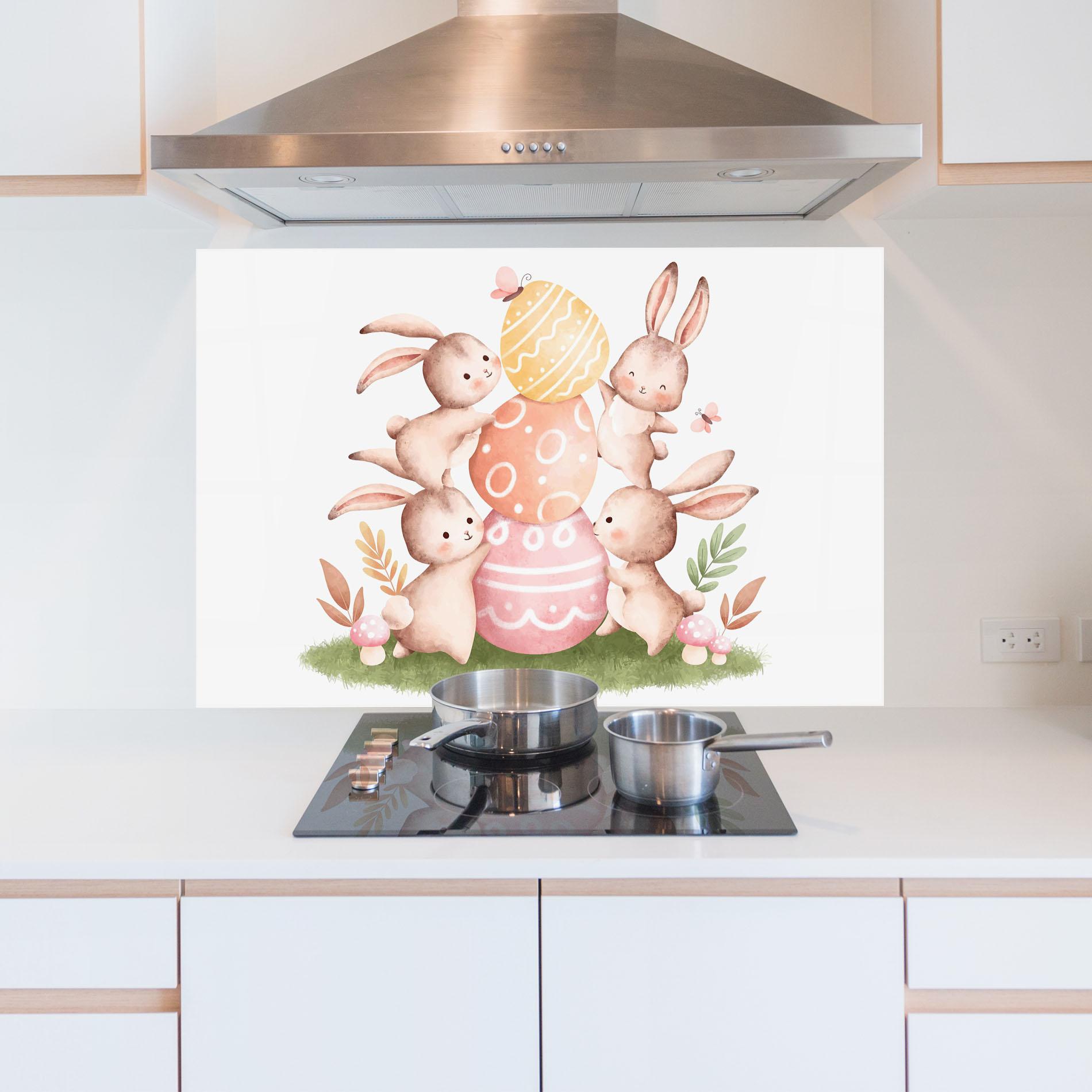 Стъклен панел за кухня Bunny Playing mockup 5