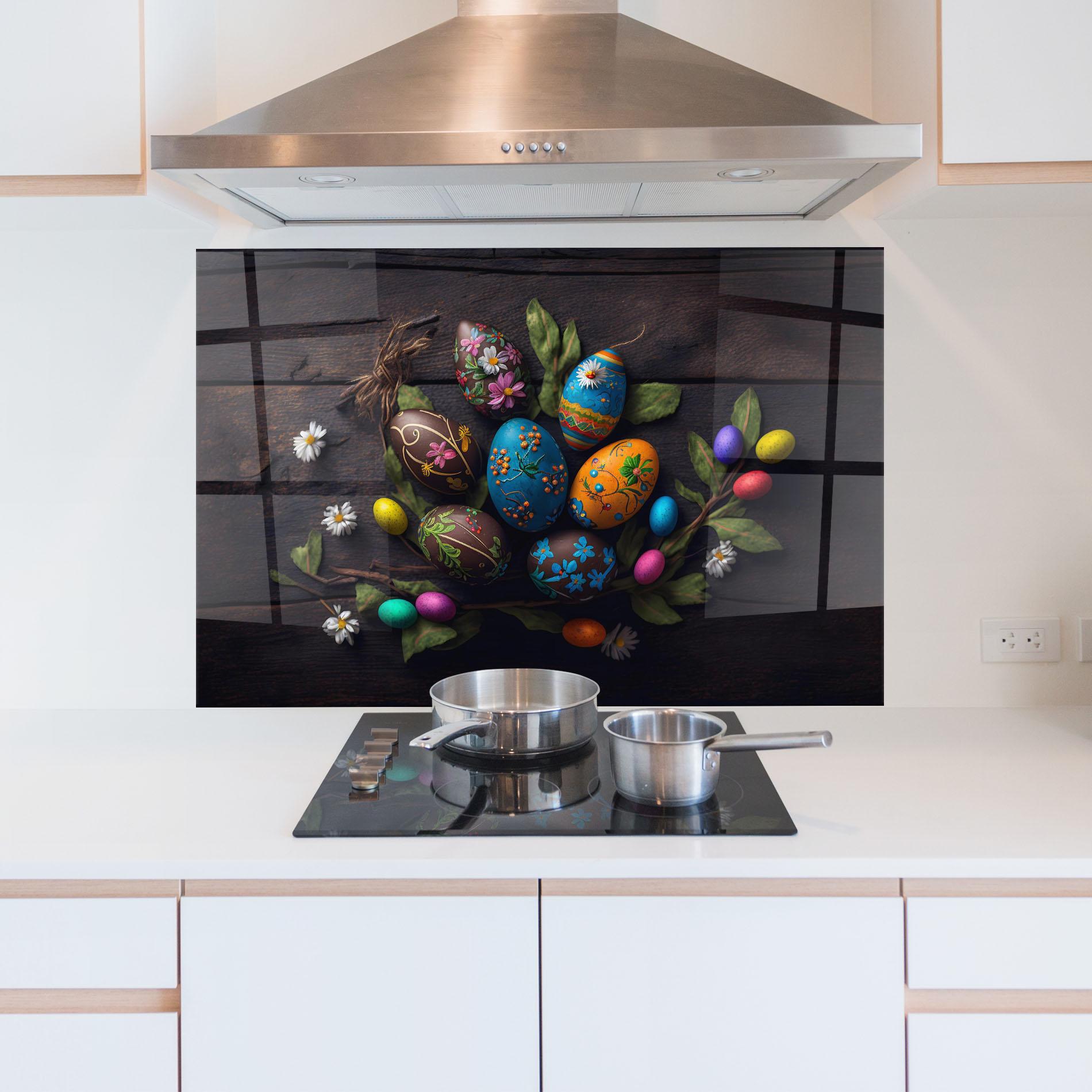 Стъклен панел за кухня Colorful Easter Decarations mockup 5
