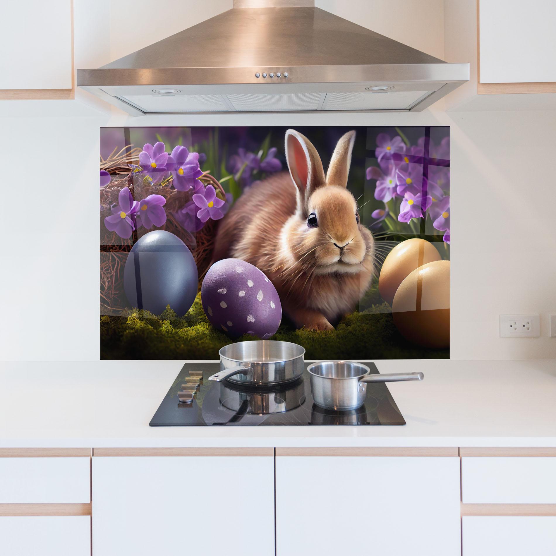Стъклен панел за кухня Cute Easter Rabbit mockup 5