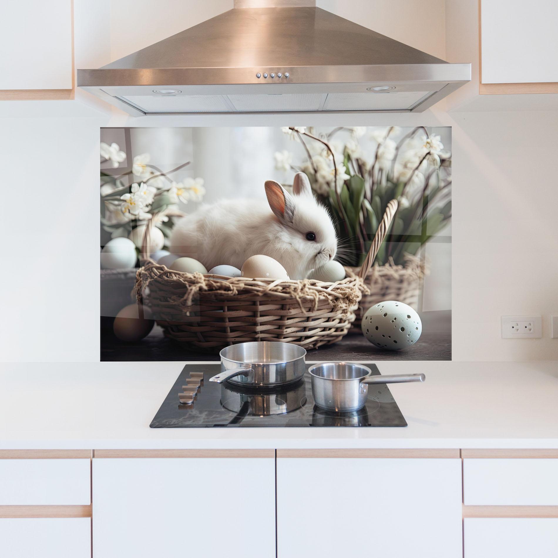 Стъклен панел за кухня Cute White Easter Eggs mockup 5