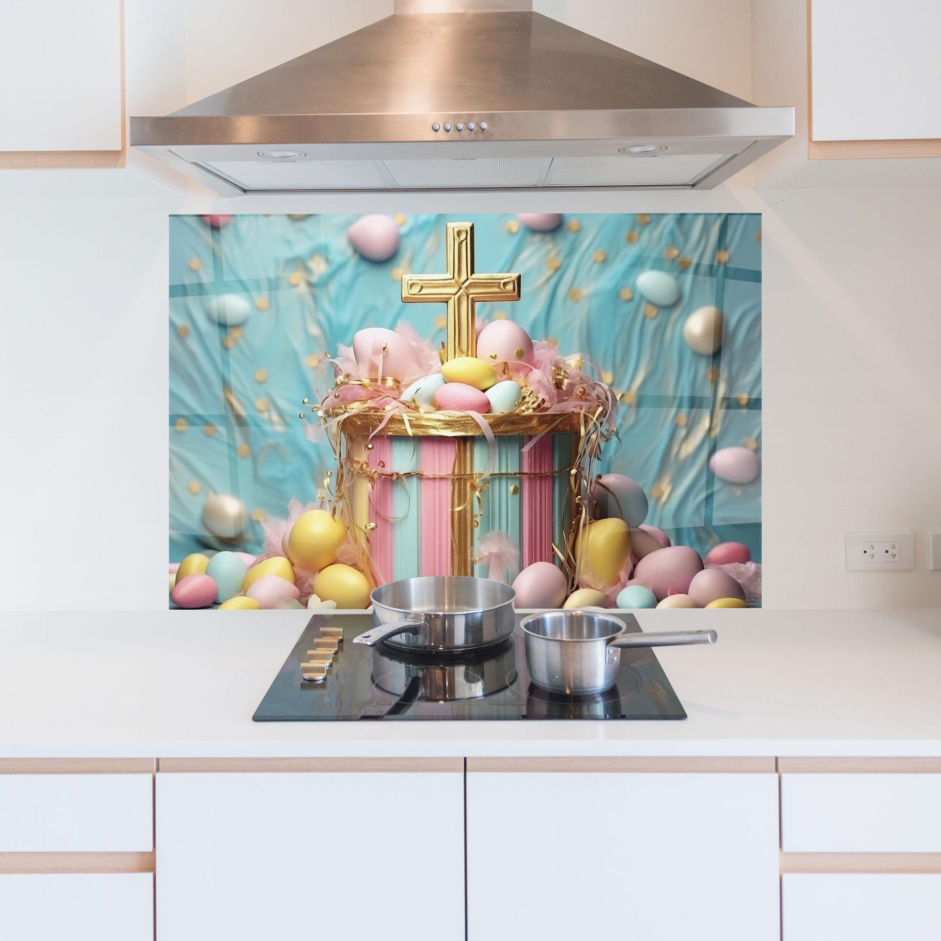 Стъклен панел за кухня Easter Egg Decor mockup 5