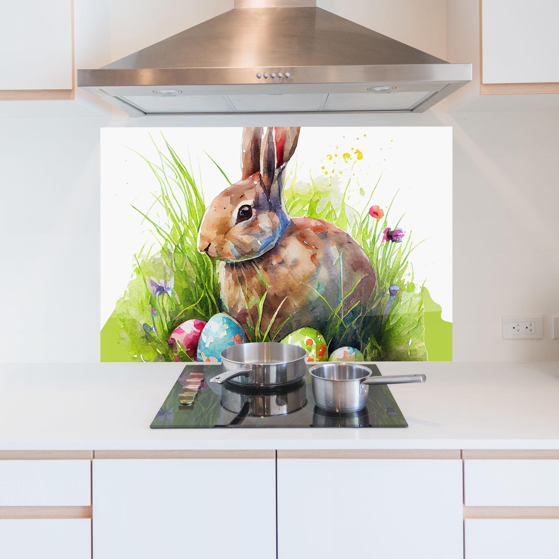 Стъклен панел за кухня Rabbit With Eggs mockup 5