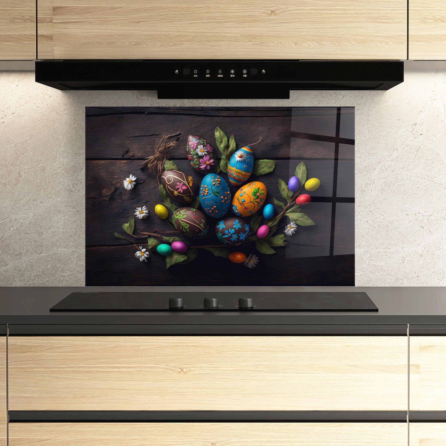Стъклен панел за кухня Colorful Easter Decarations mockup 3