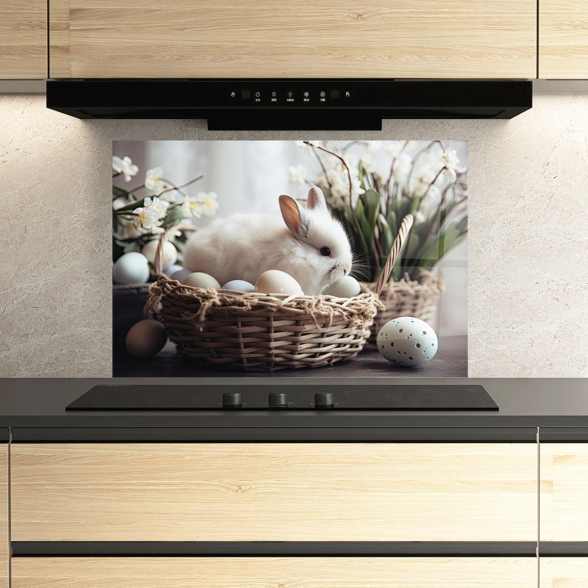 Стъклен панел за кухня Cute White Easter Eggs mockup 3