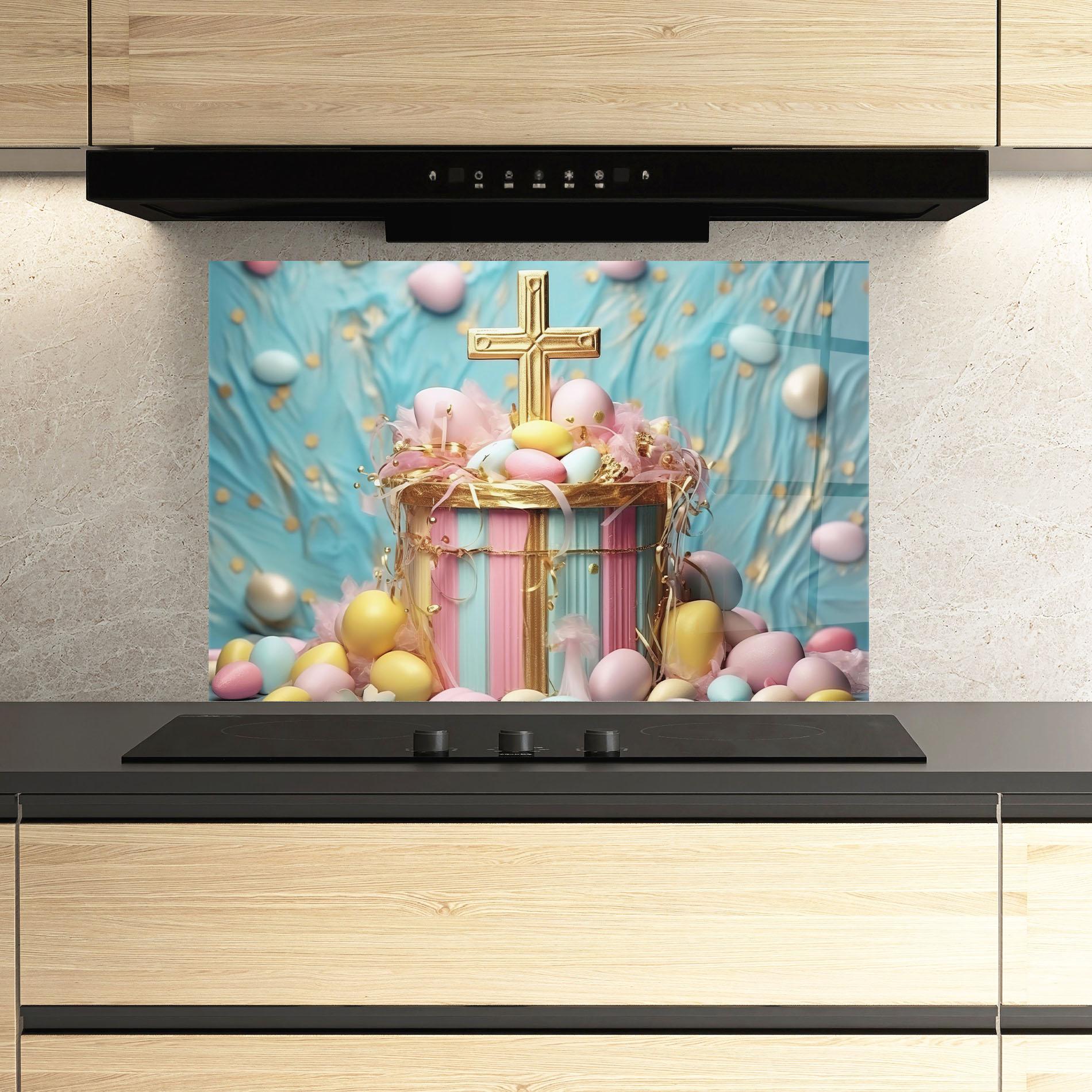 Стъклен панел за кухня Easter Egg Decor mockup 3