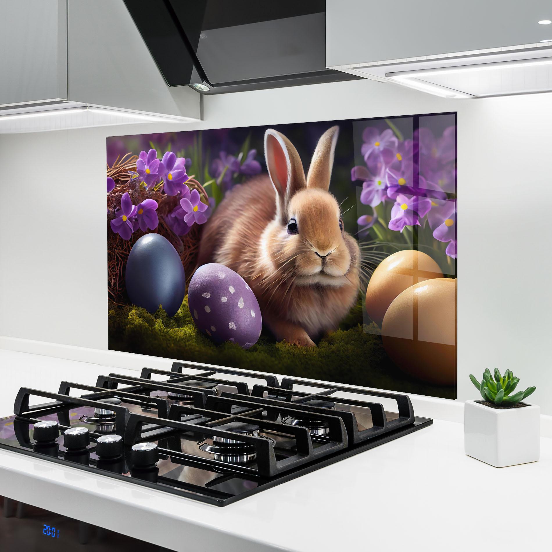 Стъклен панел за кухня Cute Easter Rabbit mockup 6