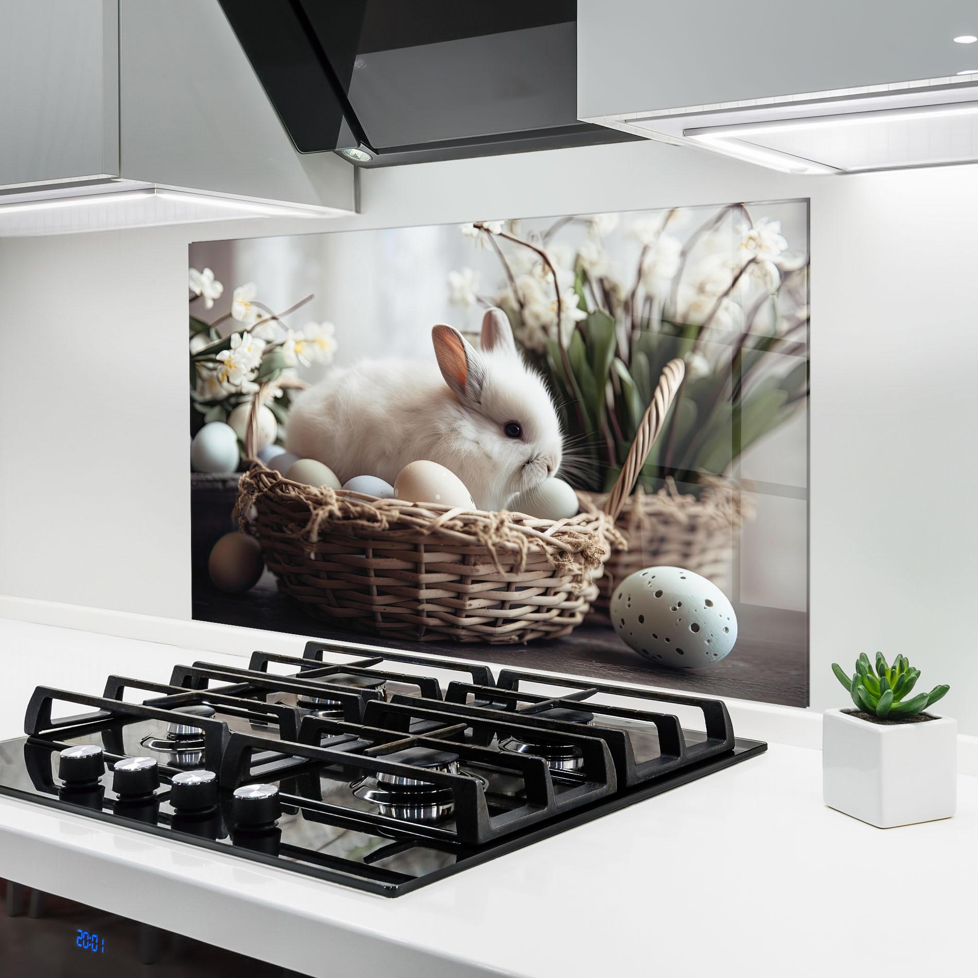 Стъклен панел за кухня Cute White Easter Eggs mockup 6