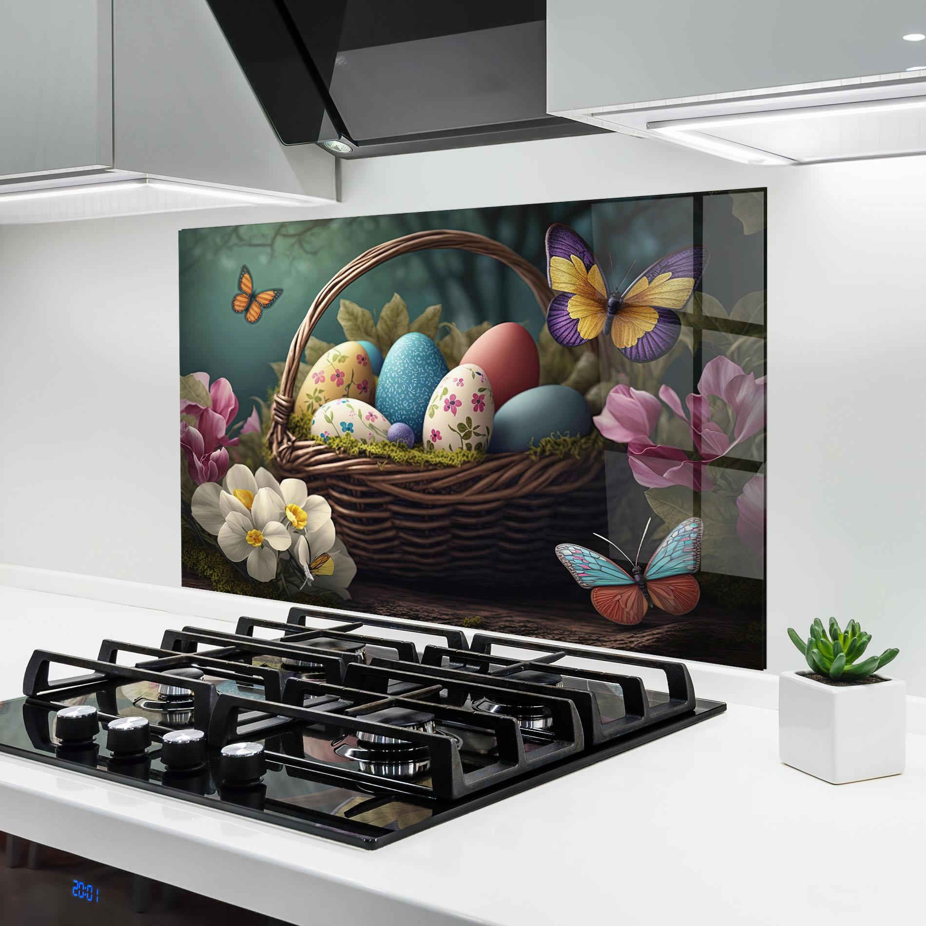 Стъклен панел за кухня Easter Eggs Butterfly mockup 6