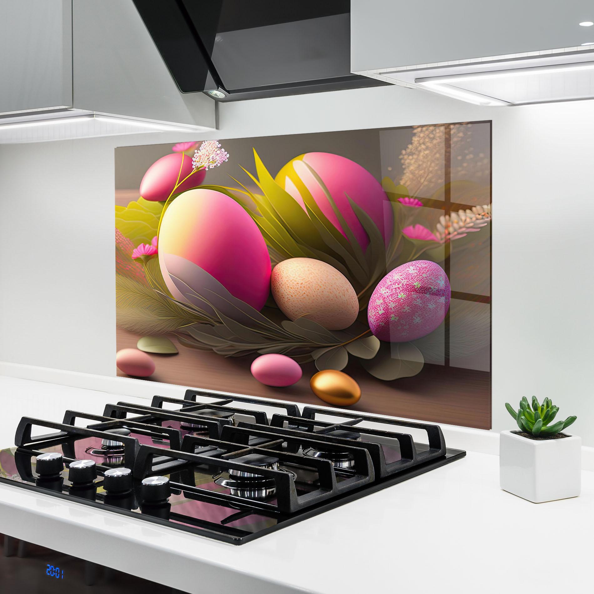 Стъклен панел за кухня Pink Easter Eggs mockup 6