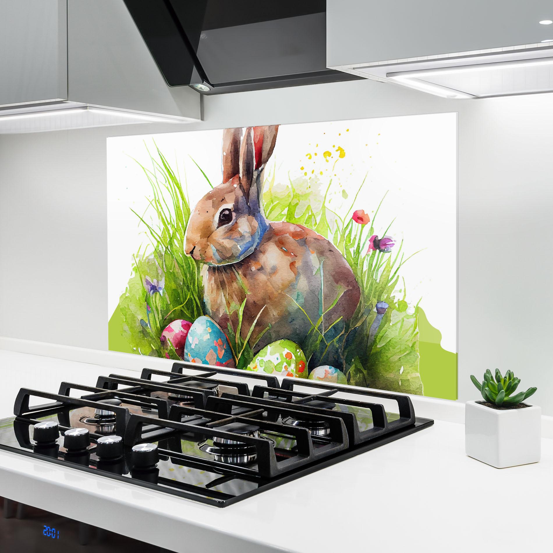 Стъклен панел за кухня Rabbit With Eggs mockup 6