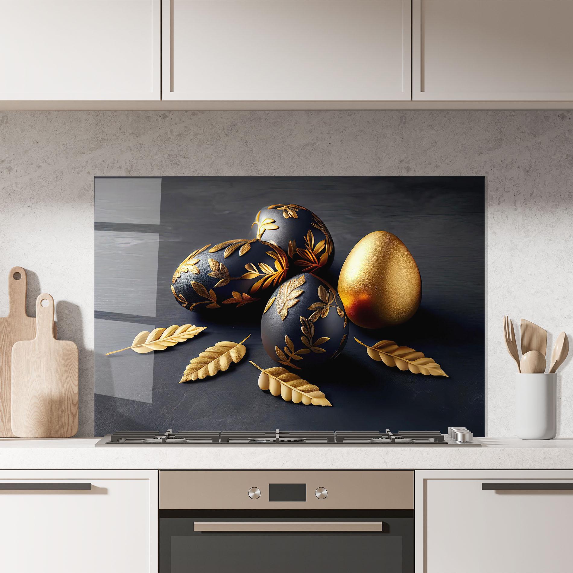 Стъклен панел за кухня Black Gold Egs mockup 7