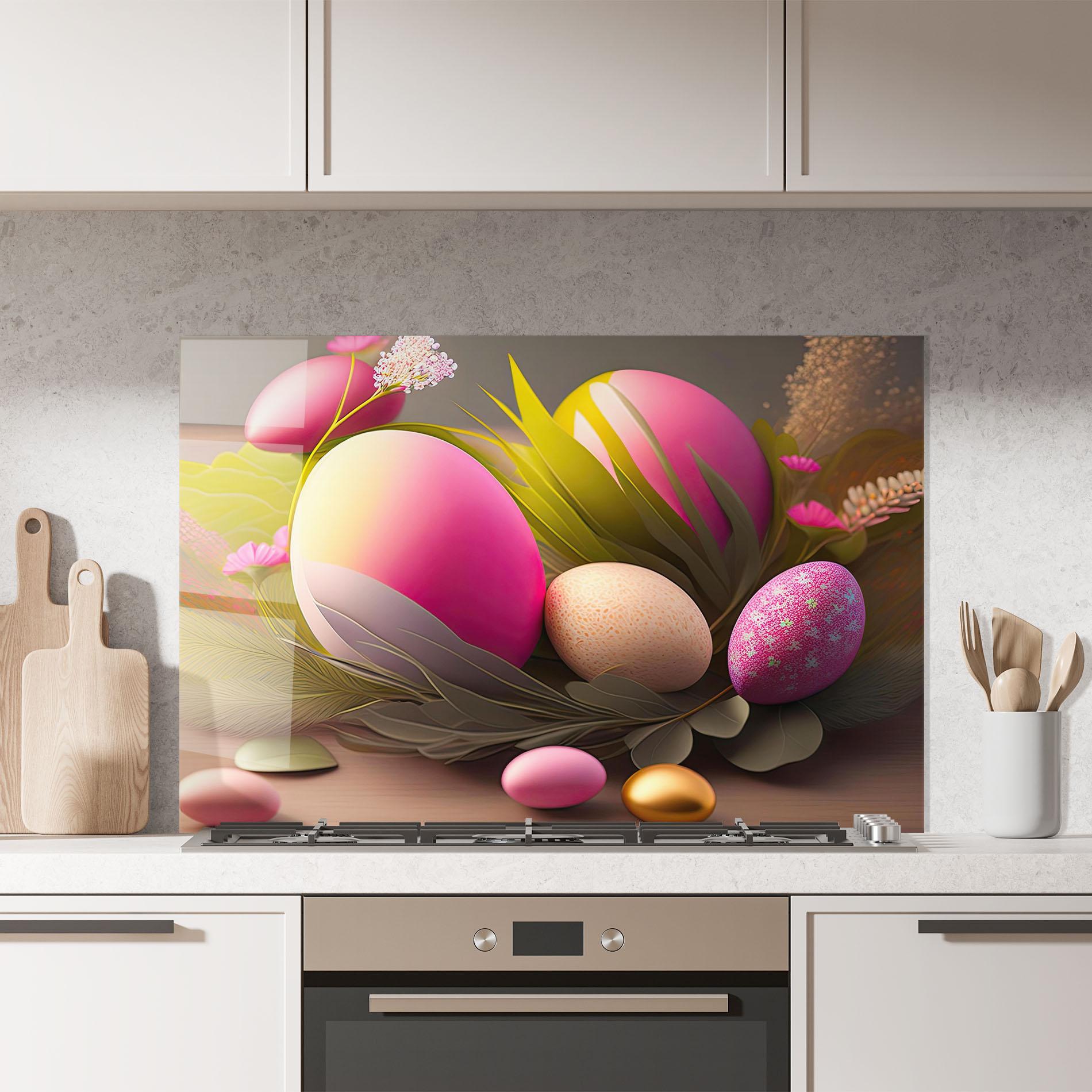 Стъклен панел за кухня Pink Easter Eggs mockup 7