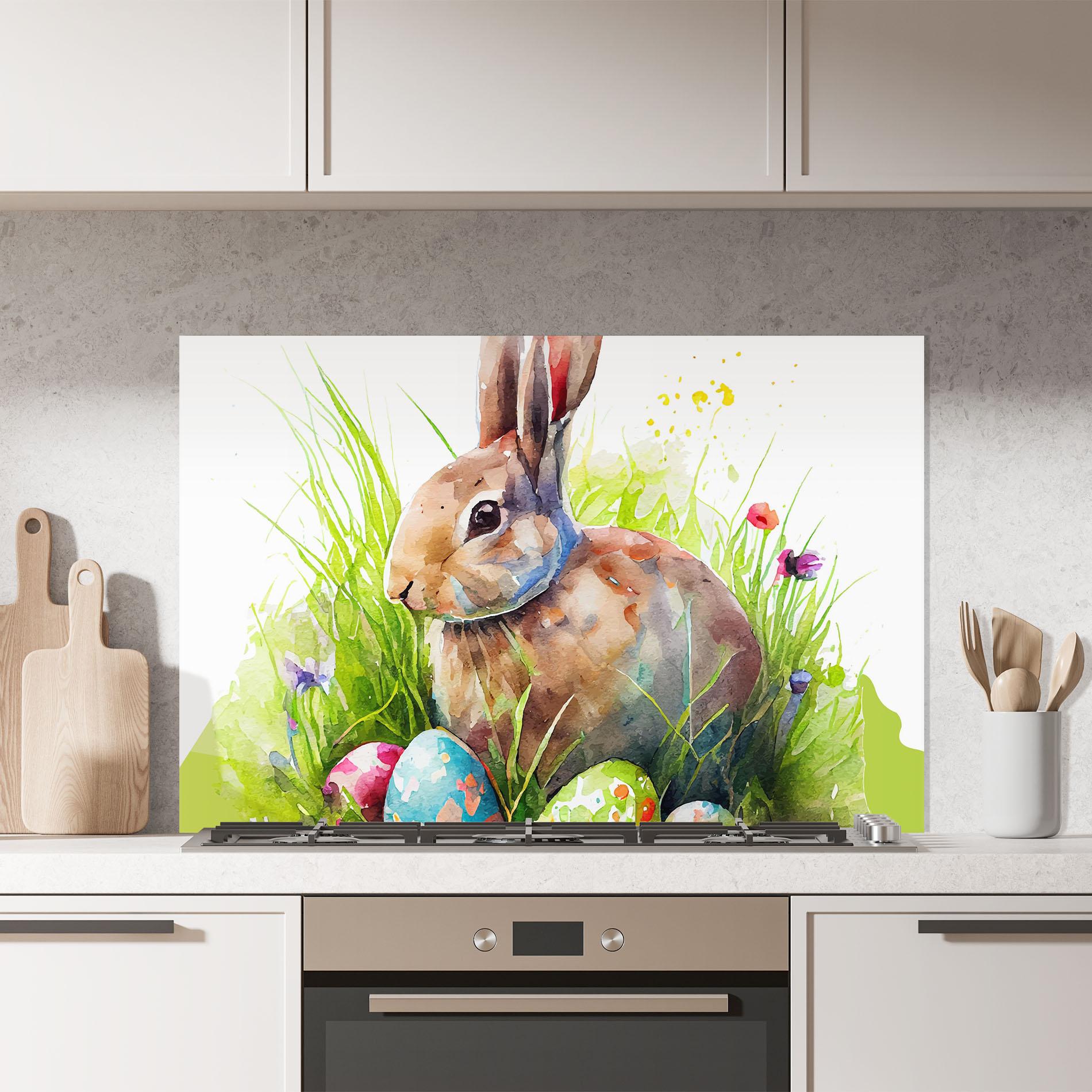 Стъклен панел за кухня Rabbit With Eggs mockup 7