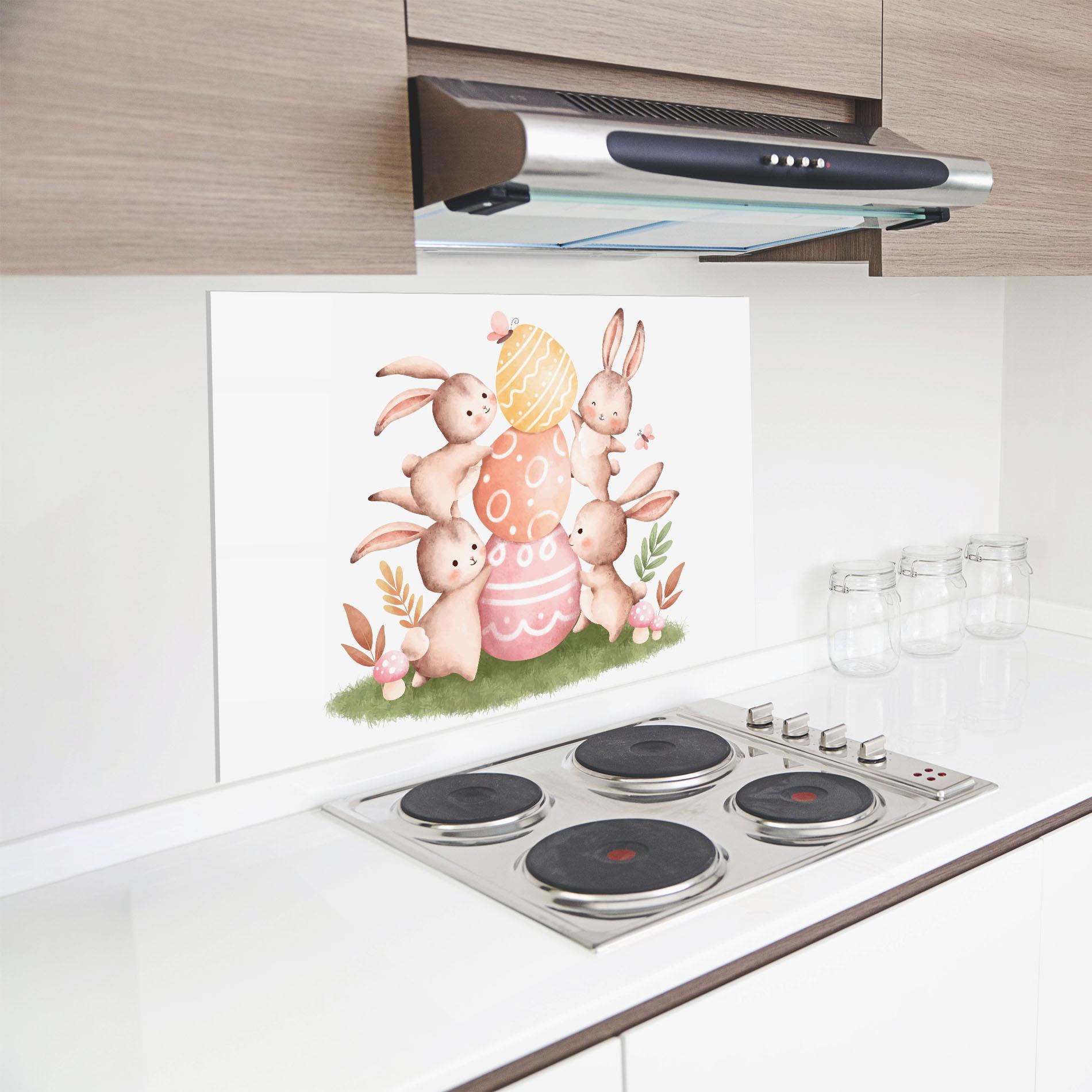 Стъклен панел за кухня Bunny Playing mockup 8