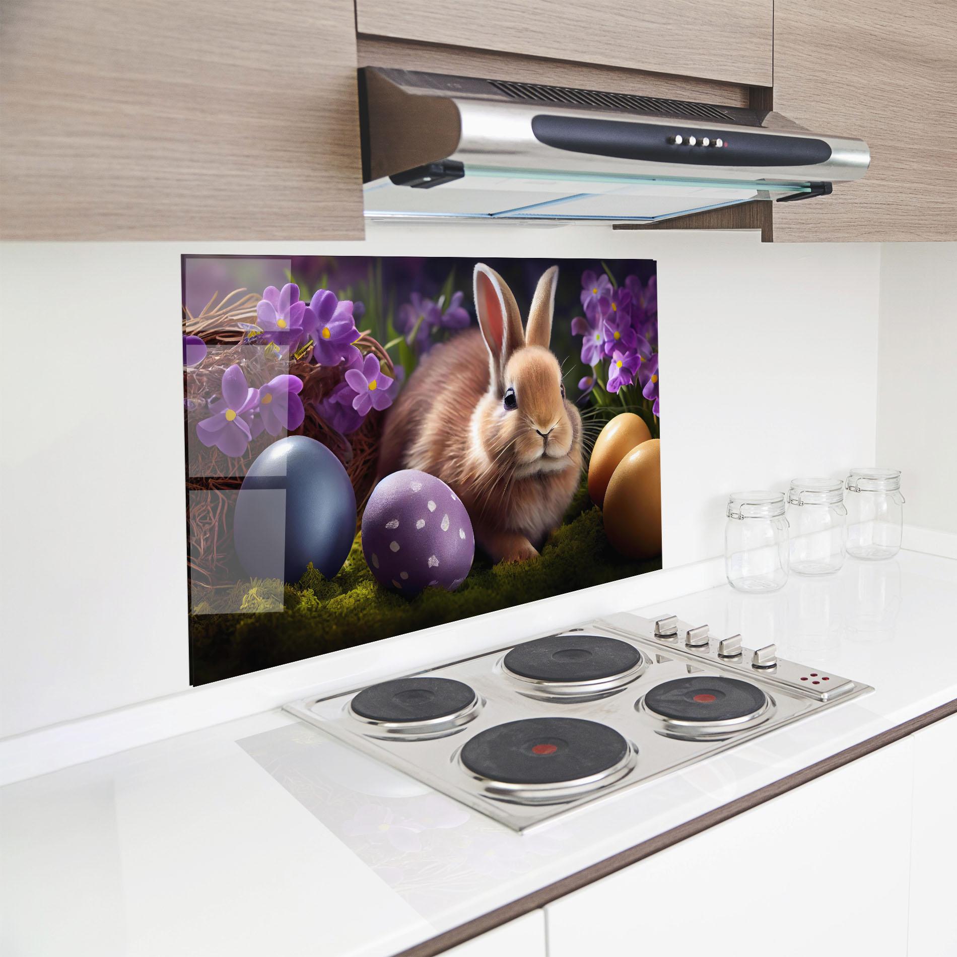 Стъклен панел за кухня Cute Easter Rabbit mockup 8