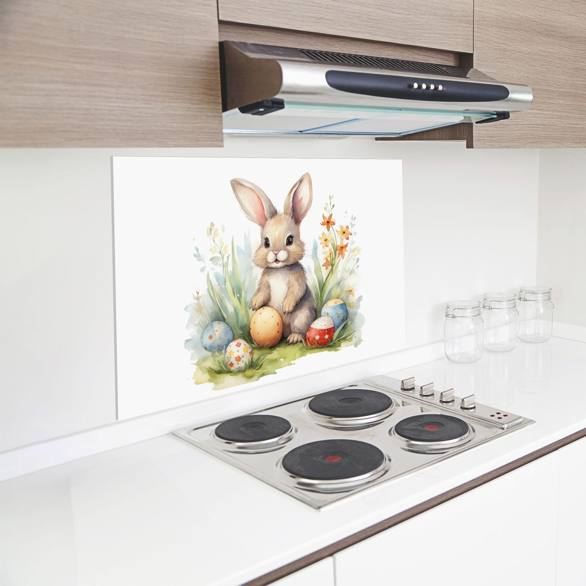 Стъклен панел за кухня Cute Happy Bunny mockup 8