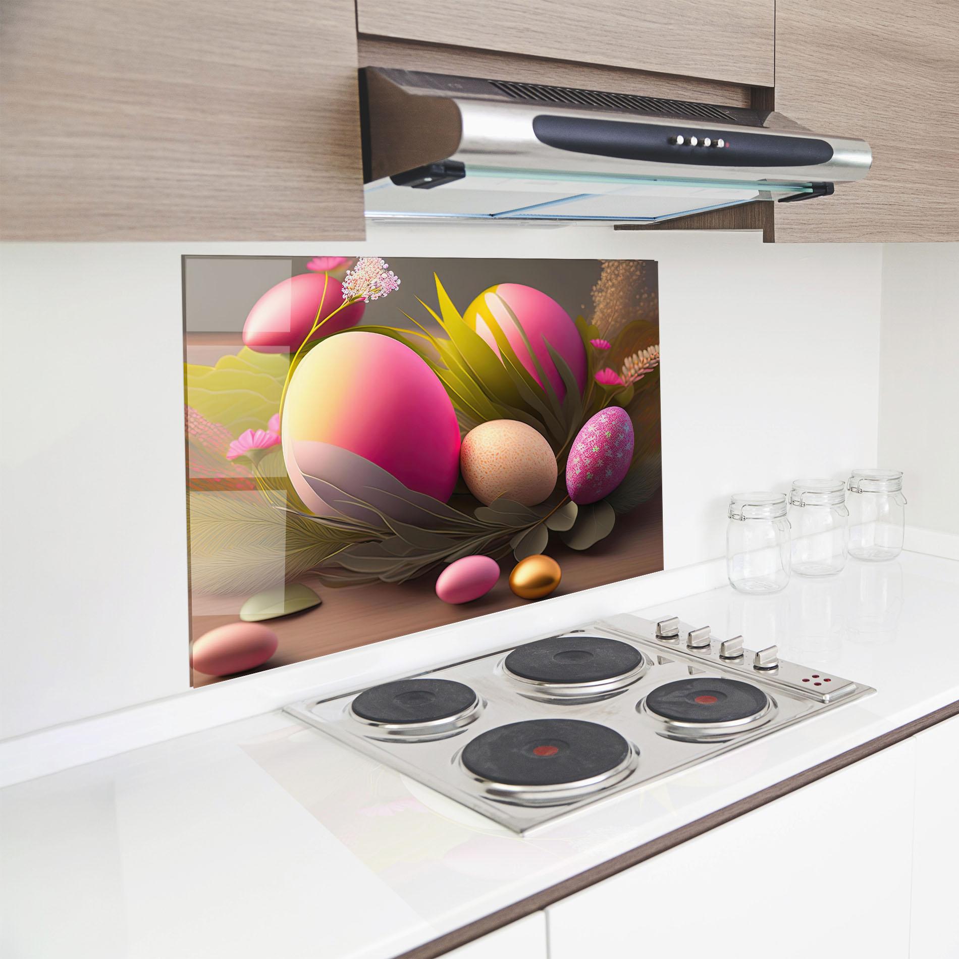 Стъклен панел за кухня Pink Easter Eggs mockup 8