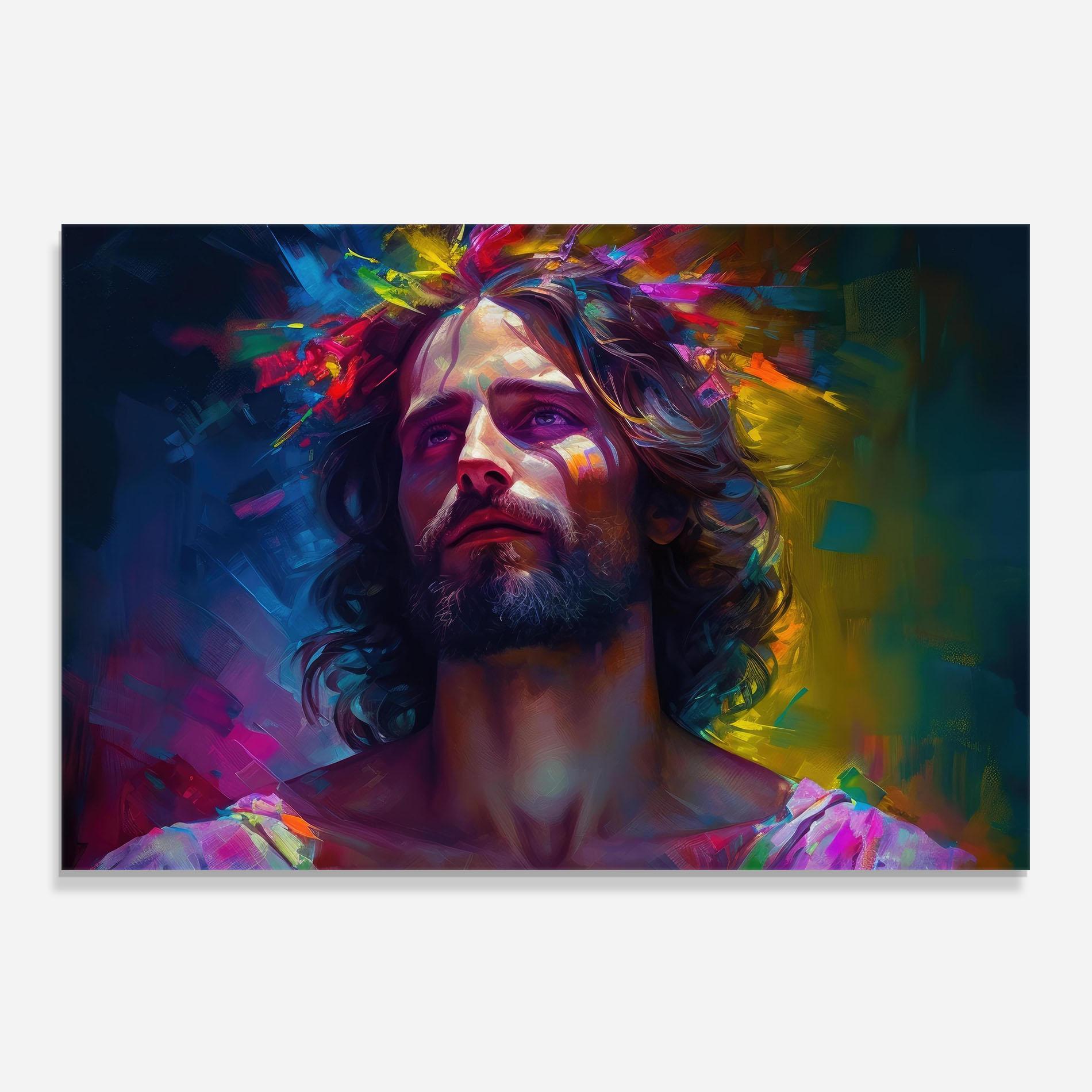 Стъклен панел за кухня Colorful Creative Jesus mockup 0