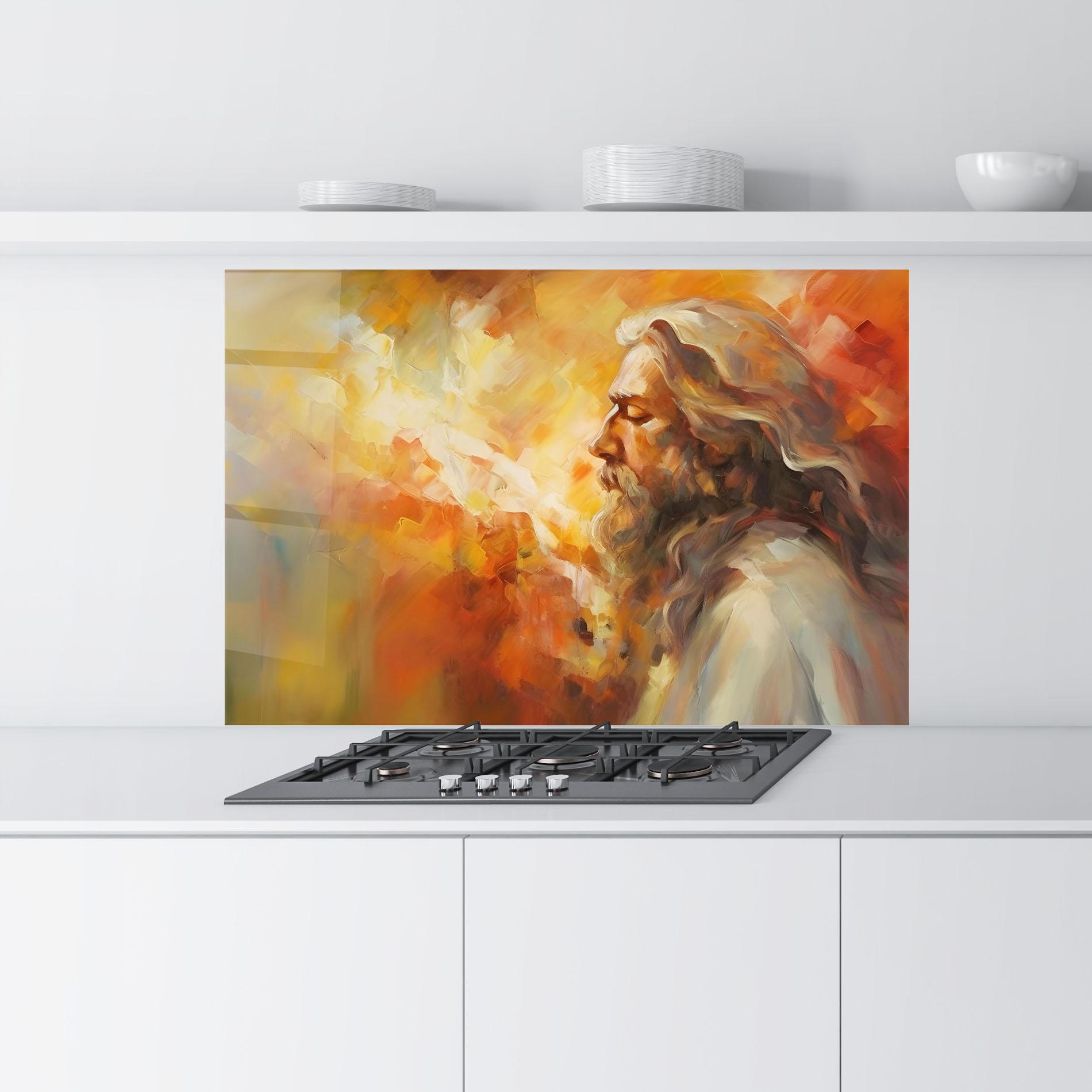 Стъклен панел за кухня Christ Oil Painting mockup 9