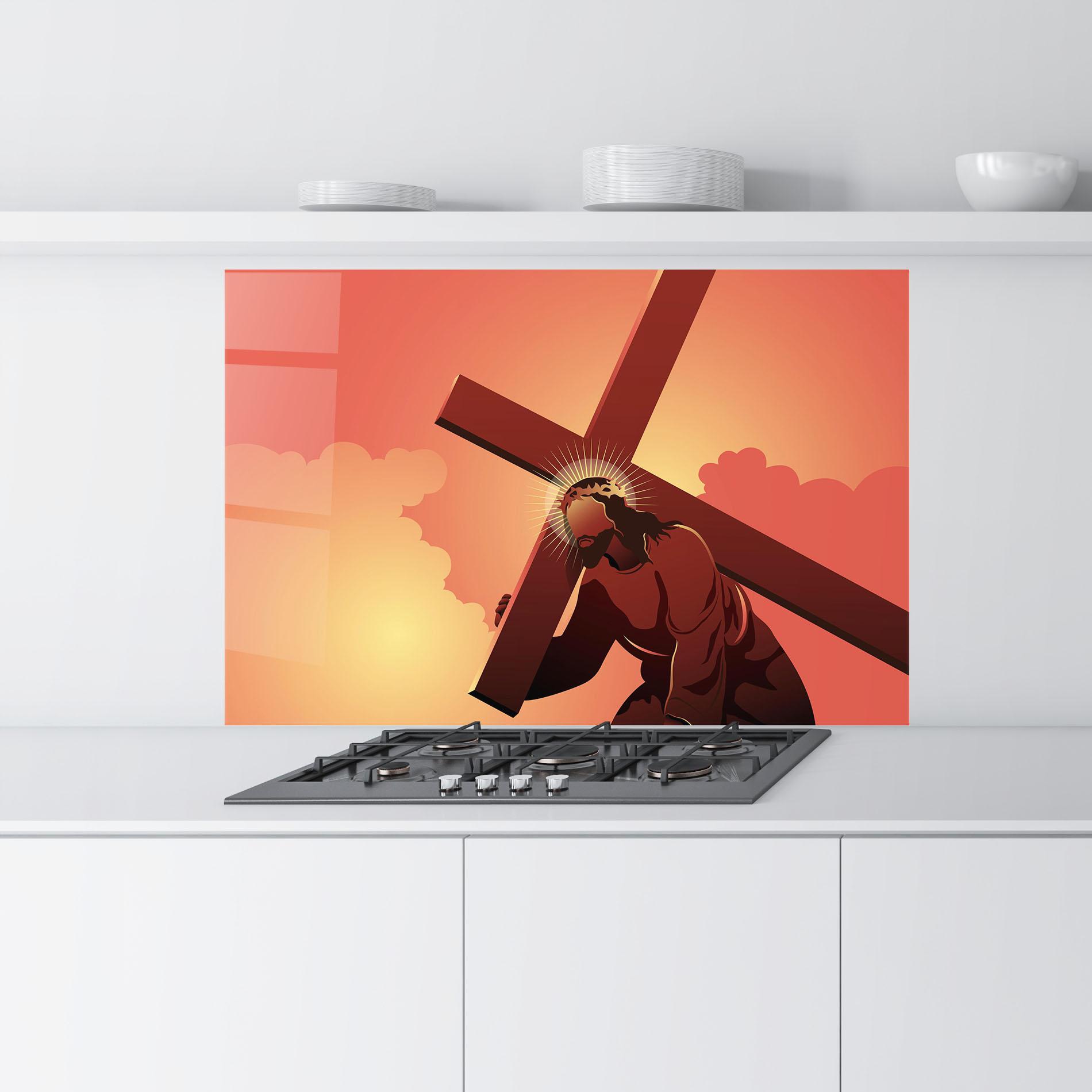 Стъклен панел за кухня Holding The Cross mockup 9