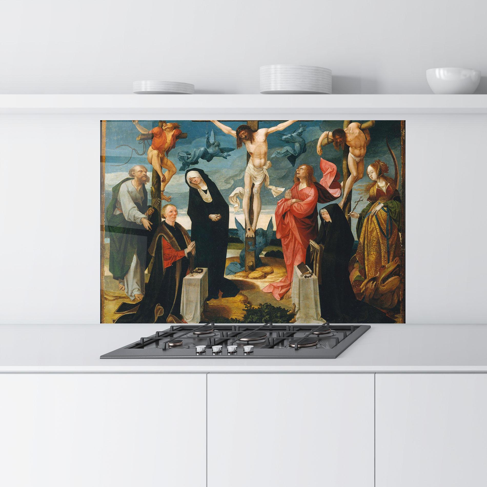 Стъклен панел за кухня Jesus Cross Birds mockup 9