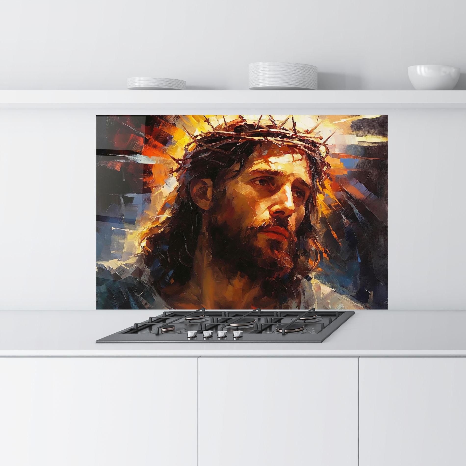 Стъклен панел за кухня Jesus Crown mockup 9