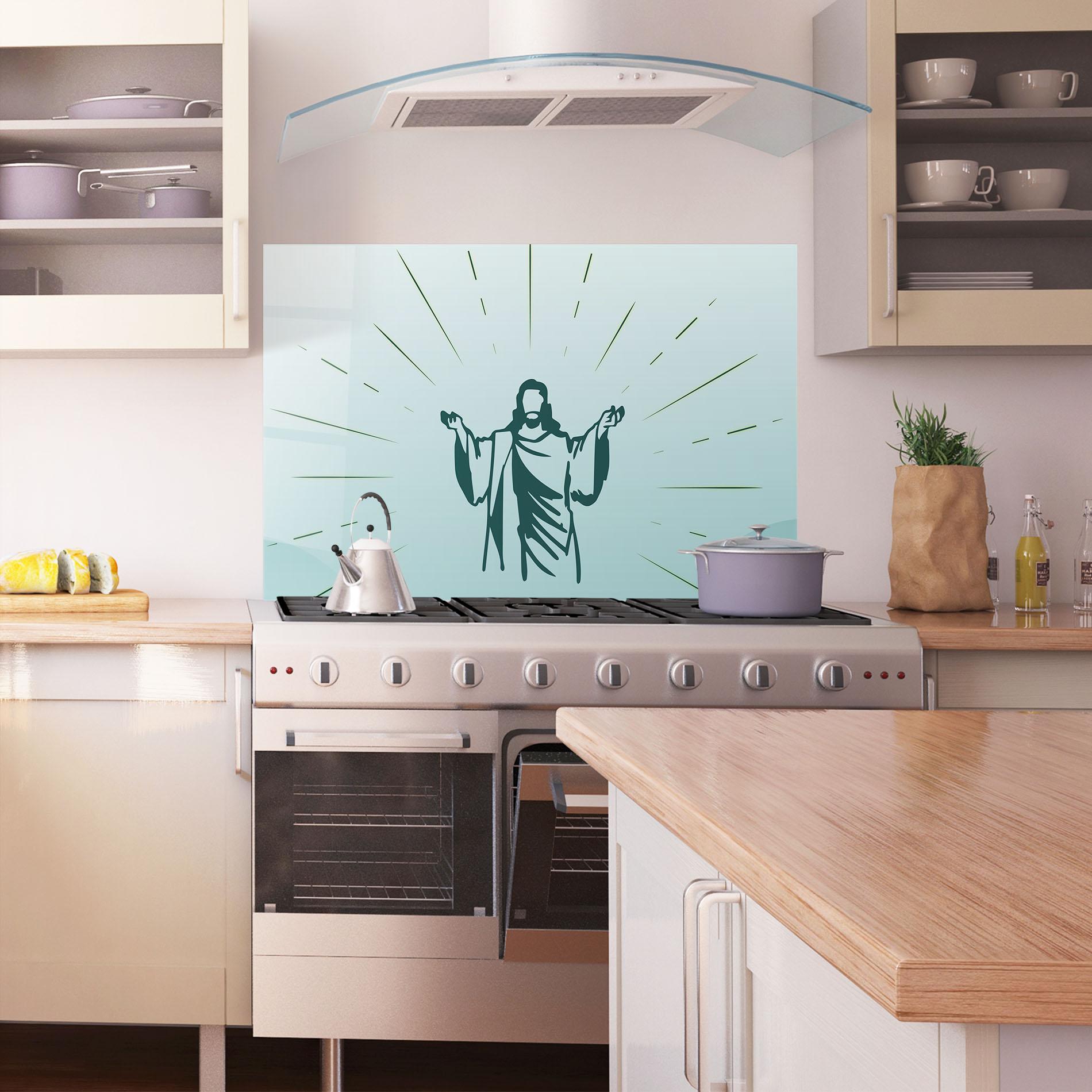 Стъклен панел за кухня Blue Art Jesus mockup 1