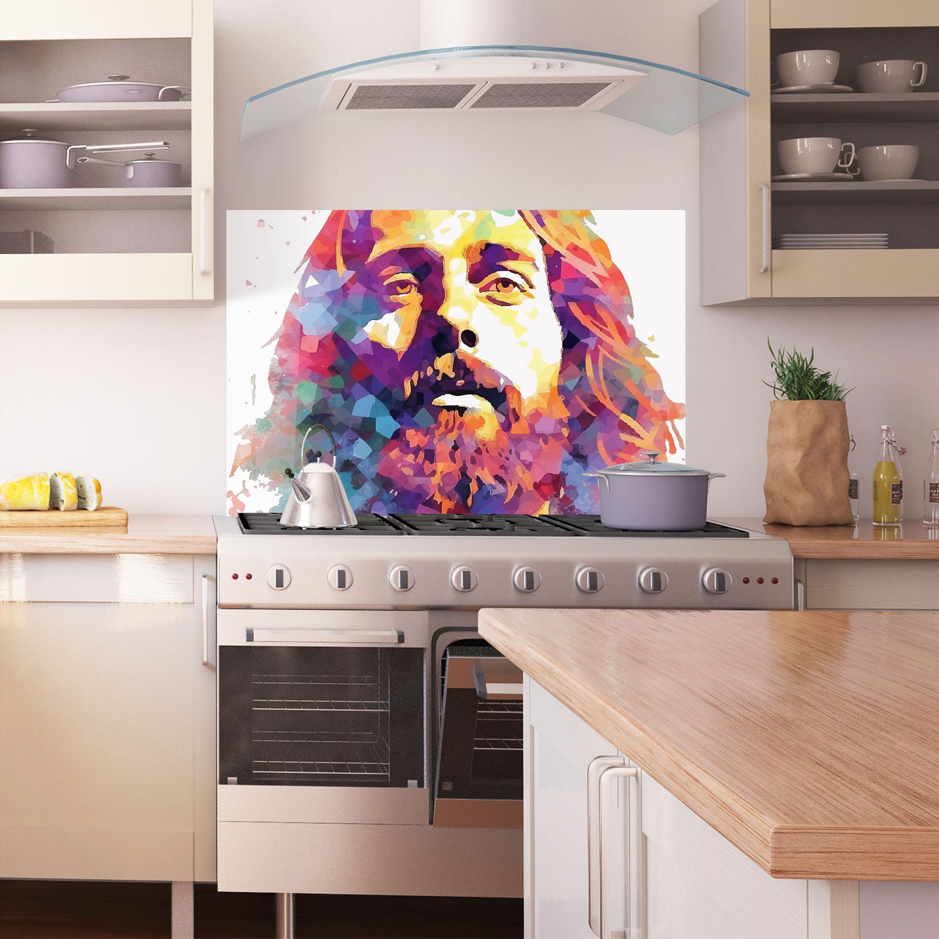 Стъклен панел за кухня Colorful Light Jesus mockup 1
