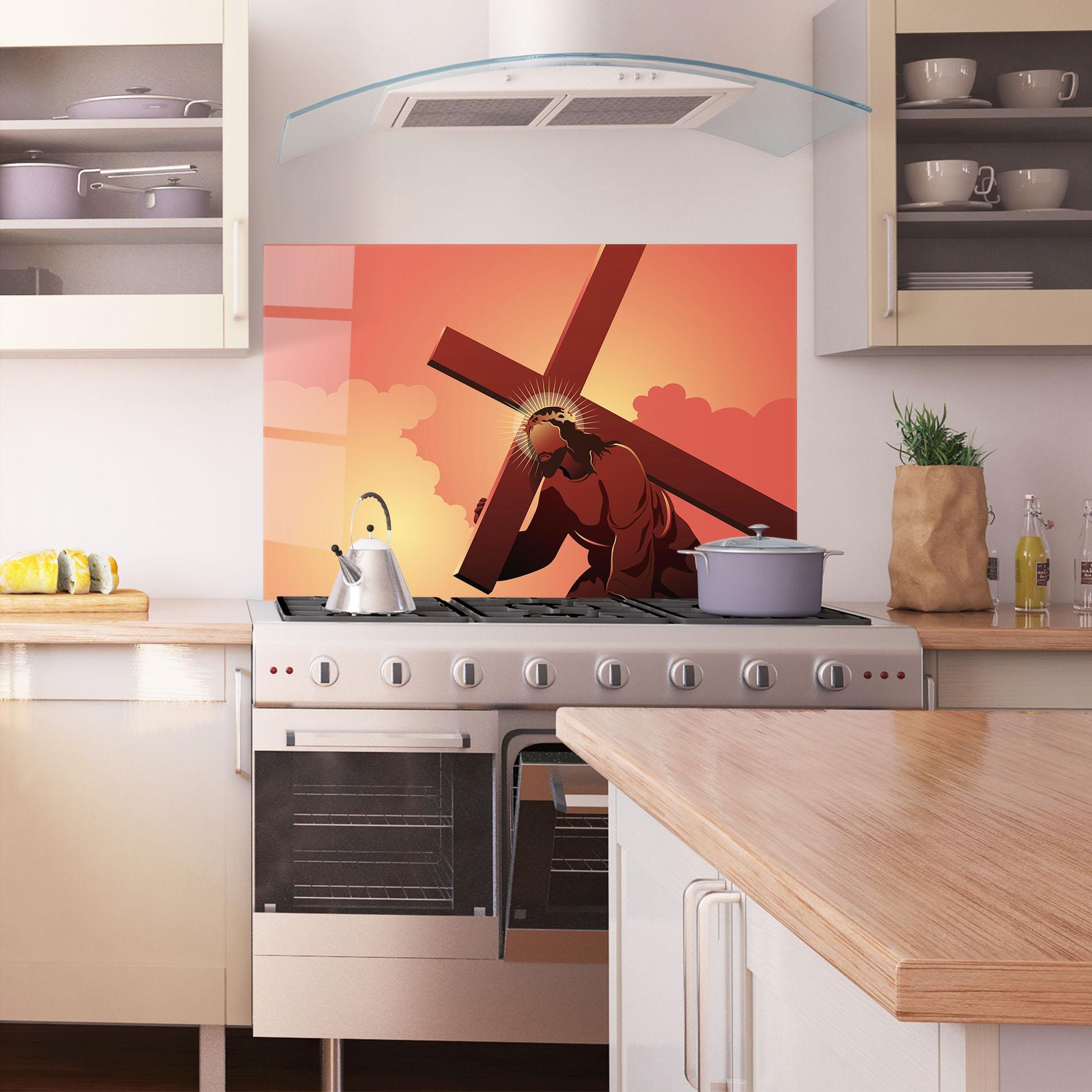 Стъклен панел за кухня Holding The Cross mockup 1