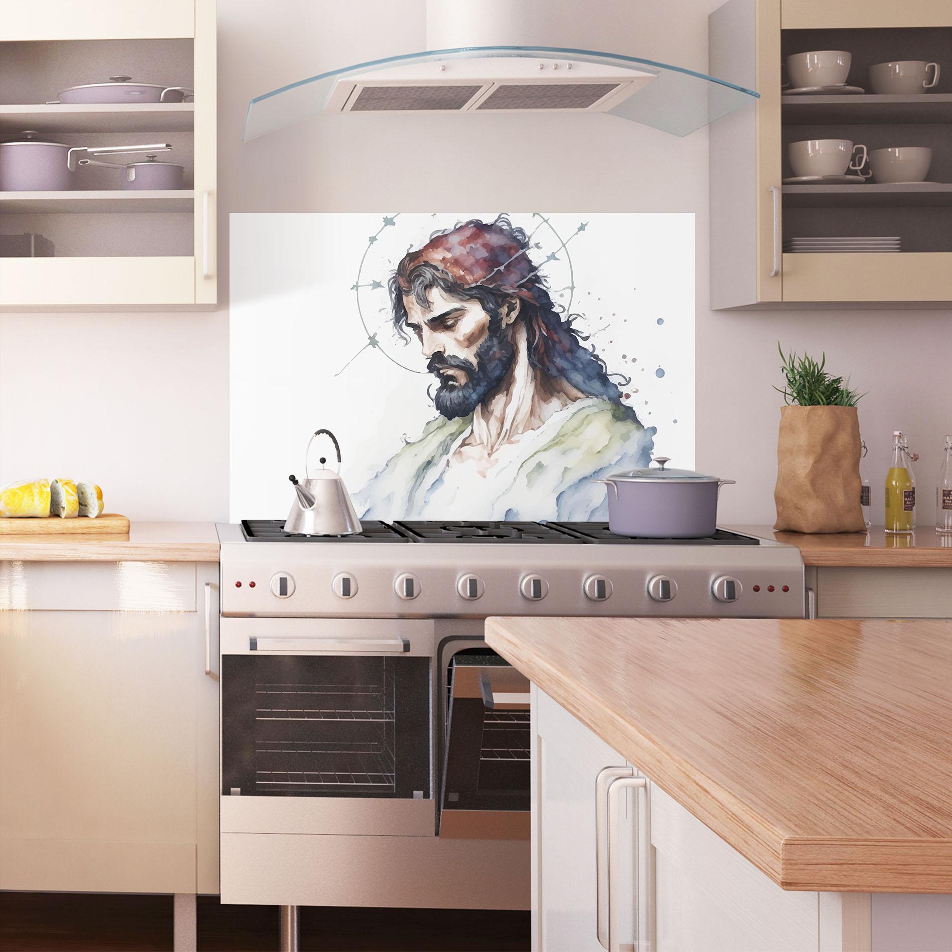 Стъклен панел за кухня Jesus Art mockup 1