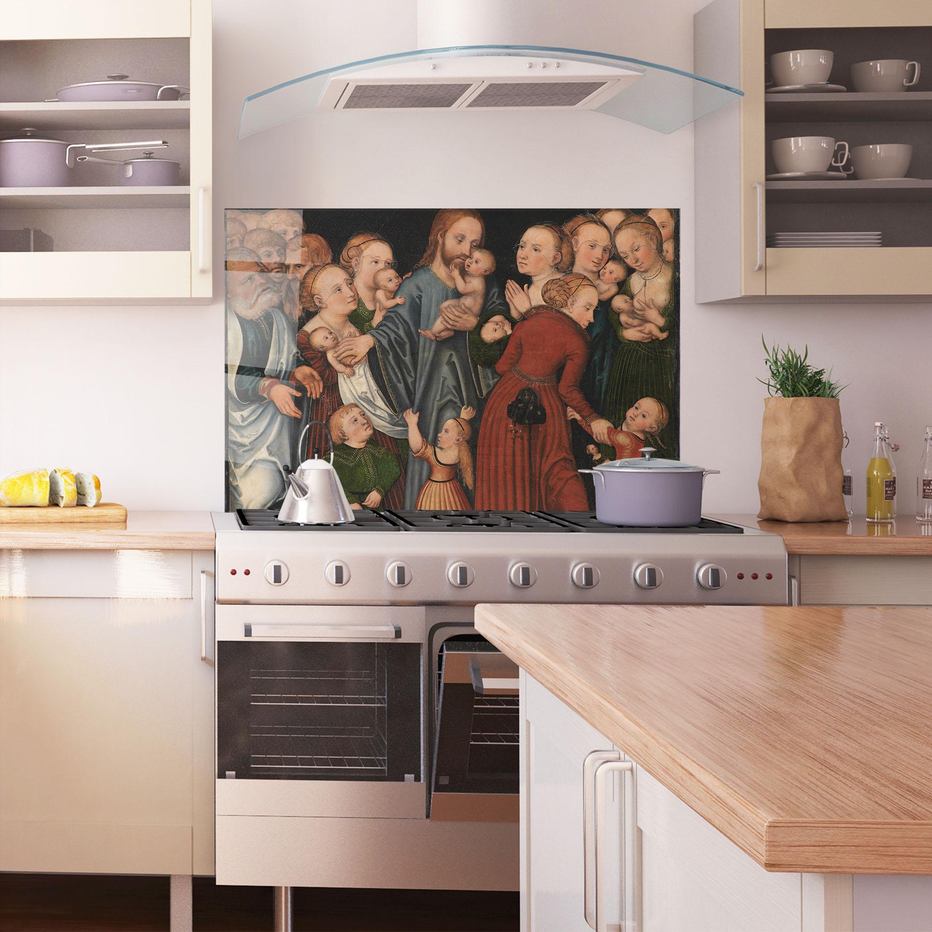 Стъклен панел за кухня Jesus Old Art mockup 1