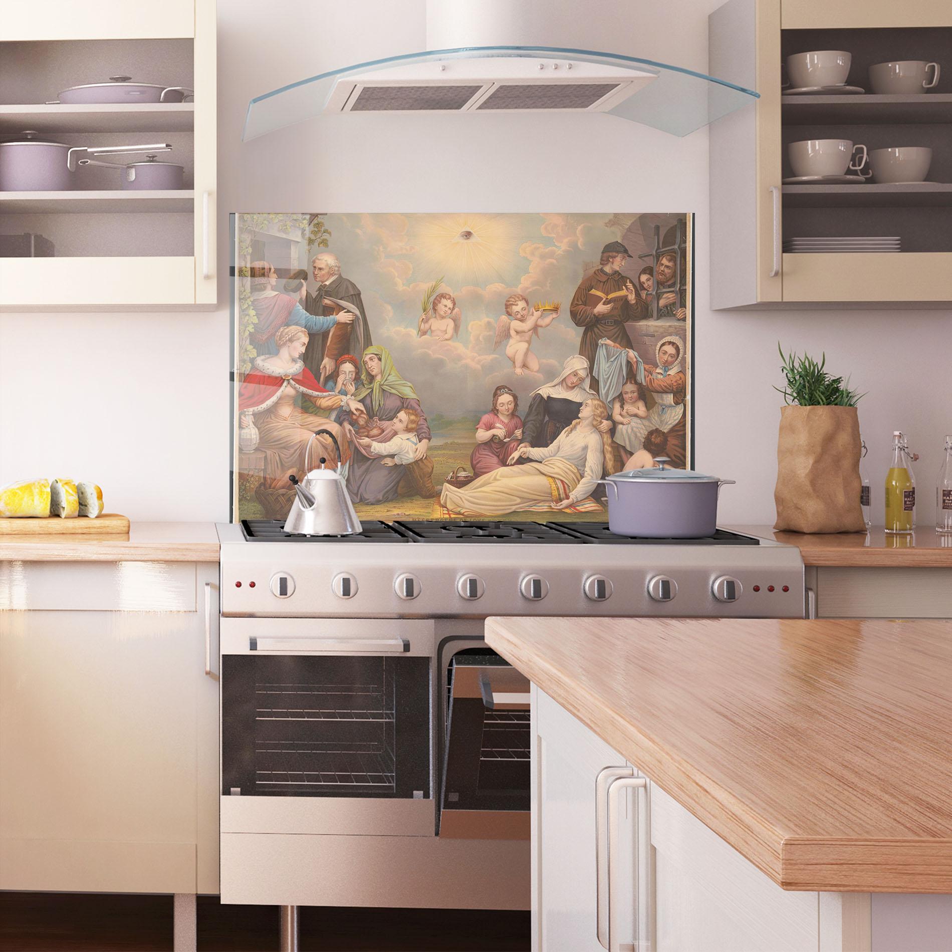 Стъклен панел за кухня Jesus Old Painting mockup 1