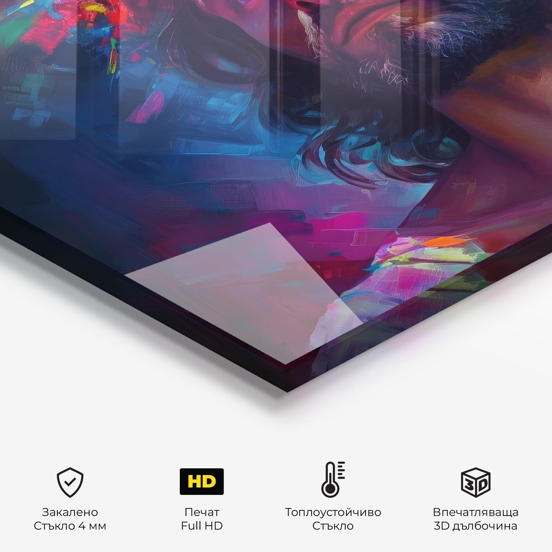 Стъклен панел за кухня Colorful Creative Jesus mockup 2