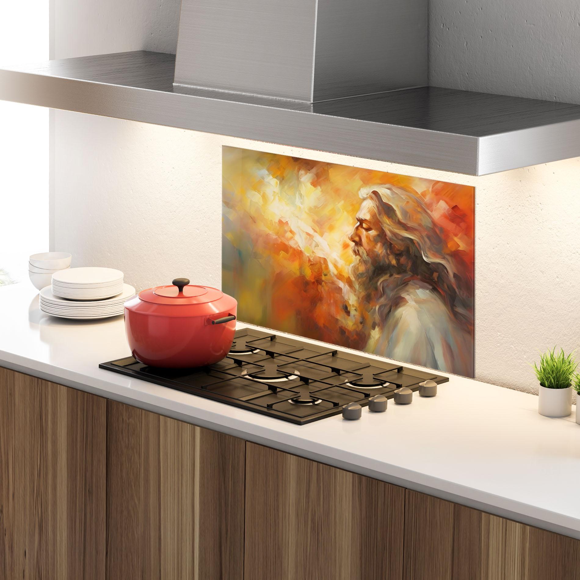 Стъклен панел за кухня Christ Oil Painting mockup 4