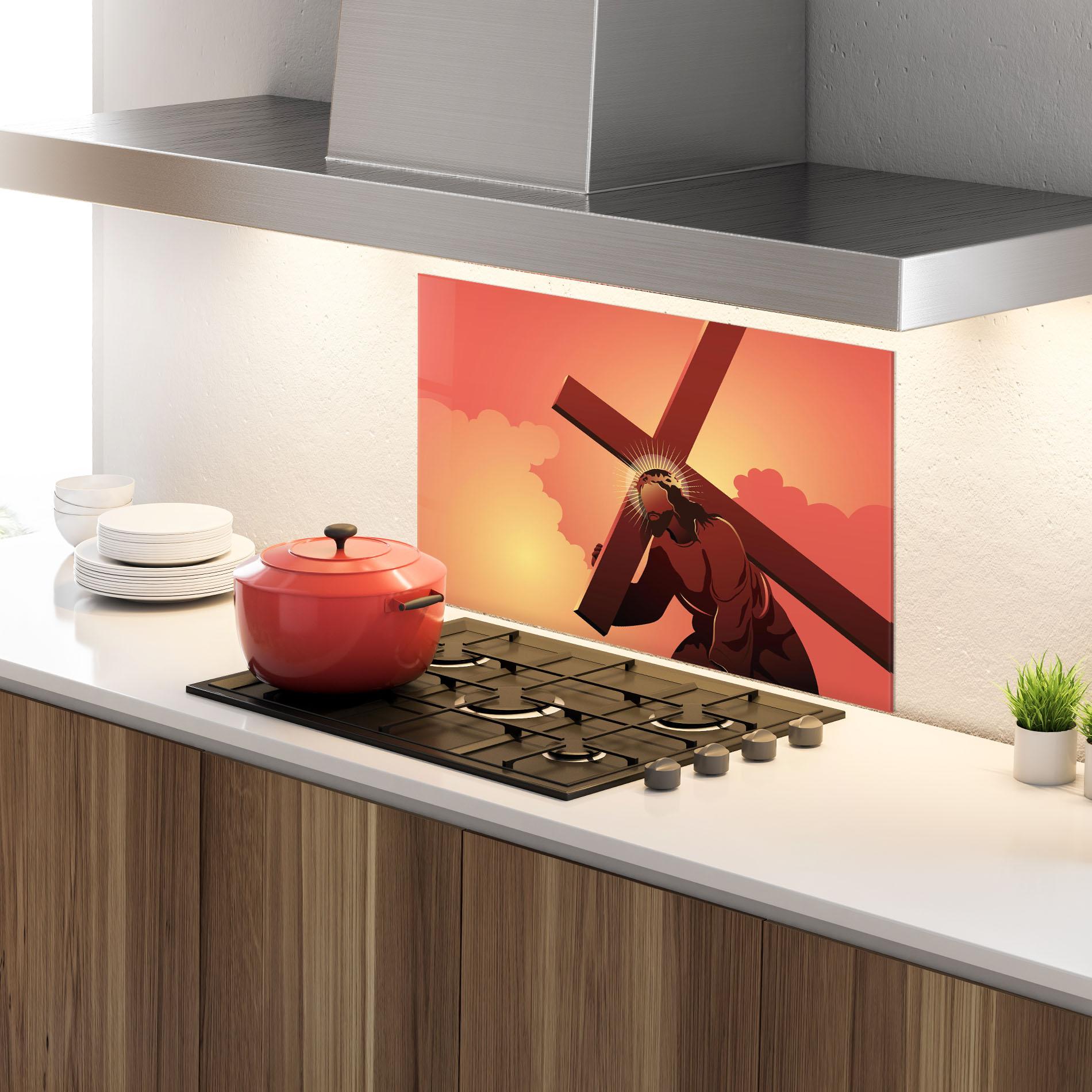 Стъклен панел за кухня Holding The Cross mockup 4