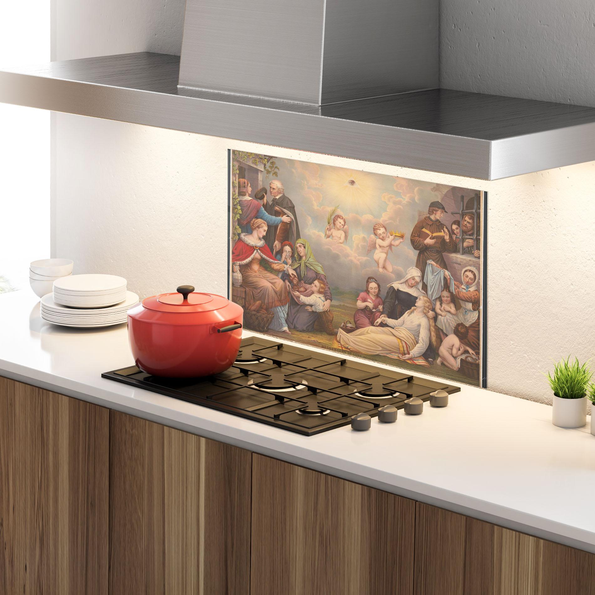 Стъклен панел за кухня Jesus Old Painting mockup 4