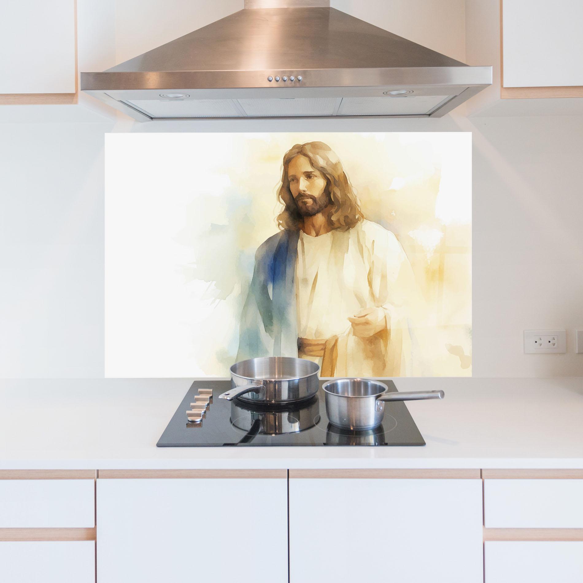 Стъклен панел за кухня Jesus Light Art mockup 5