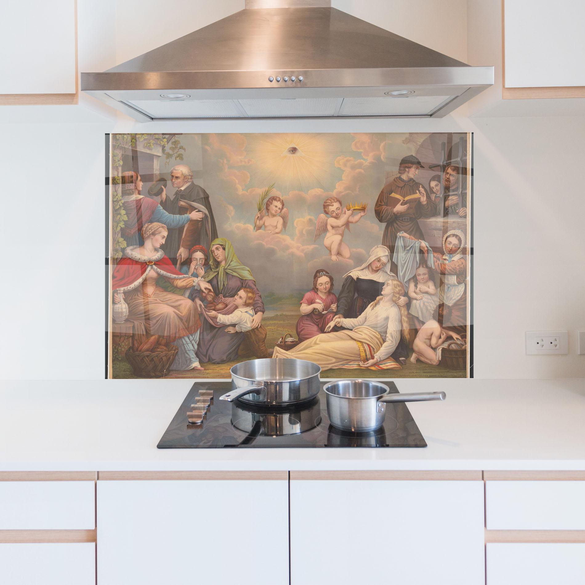 Стъклен панел за кухня Jesus Old Painting mockup 5