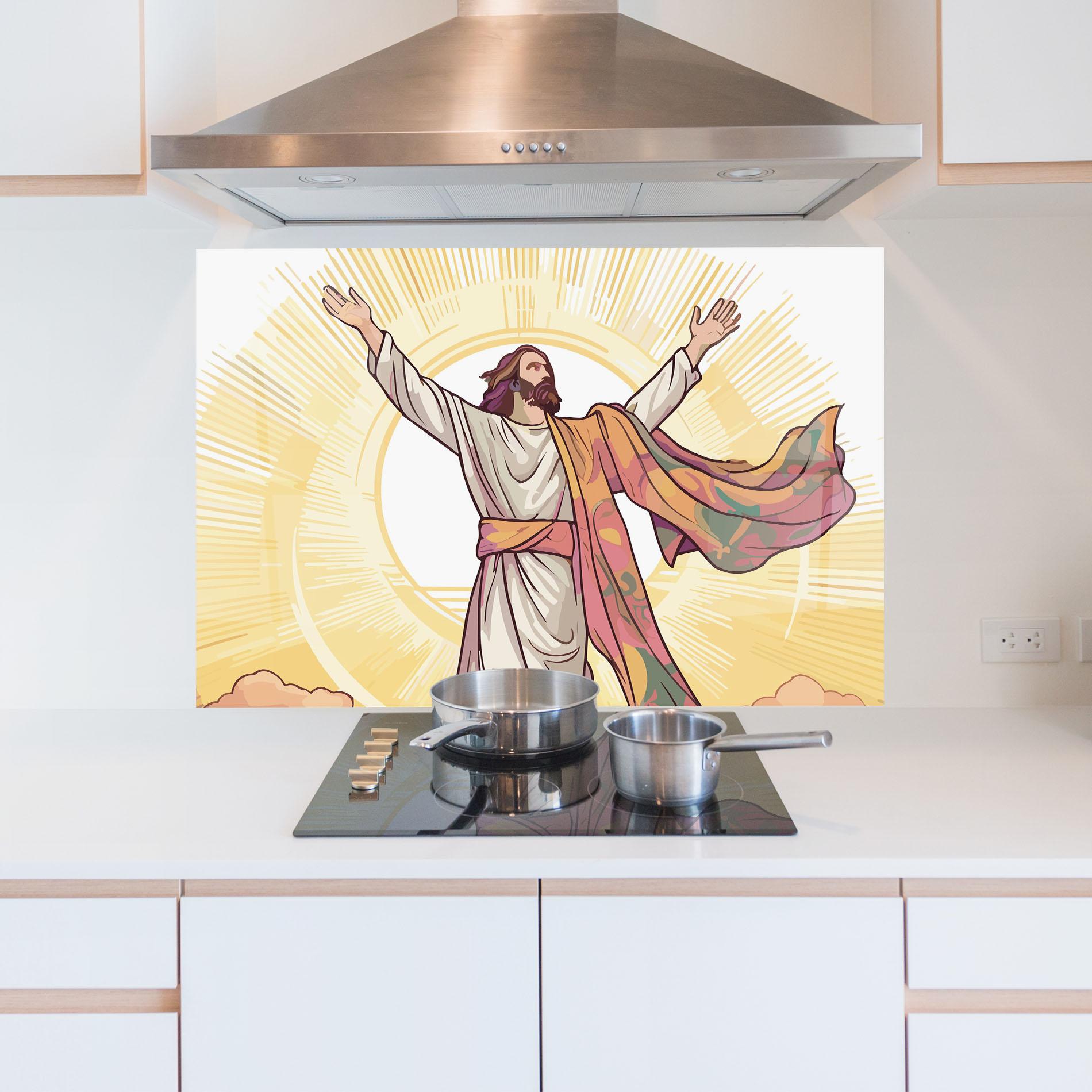 Стъклен панел за кухня Jesus Power mockup 5
