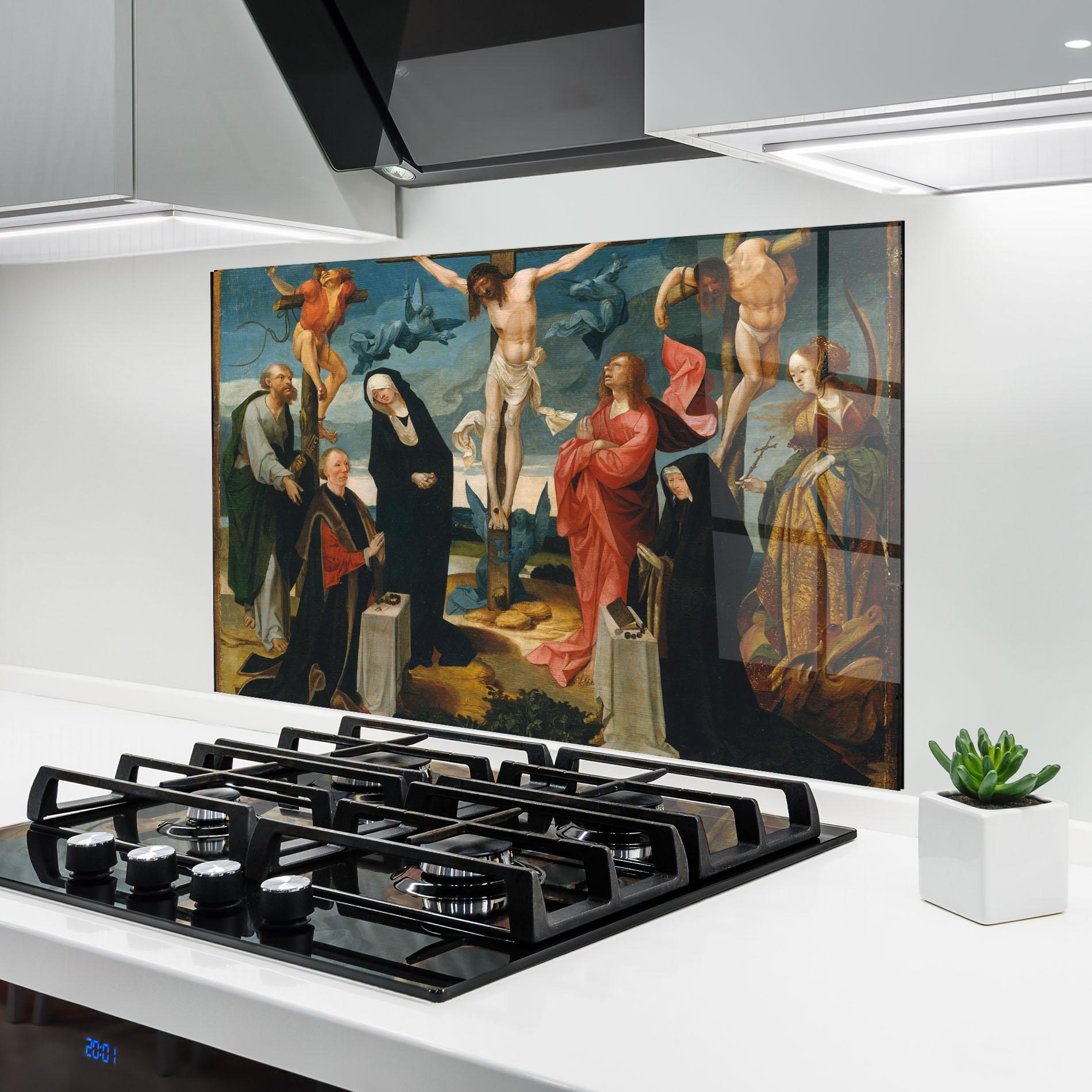 Стъклен панел за кухня Jesus Cross Birds mockup 6