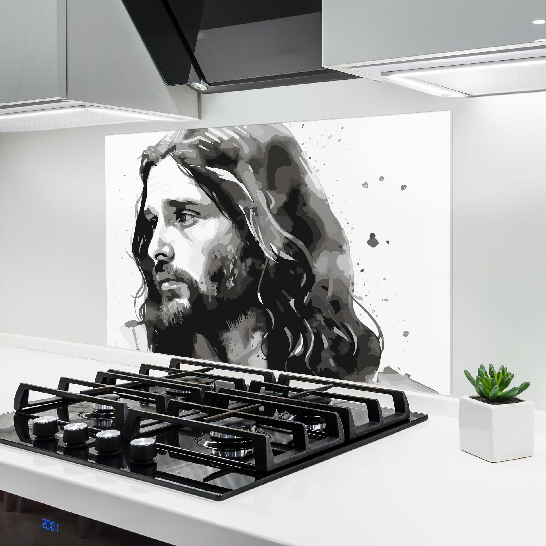 Стъклен панел за кухня Jesus Watercolor mockup 6