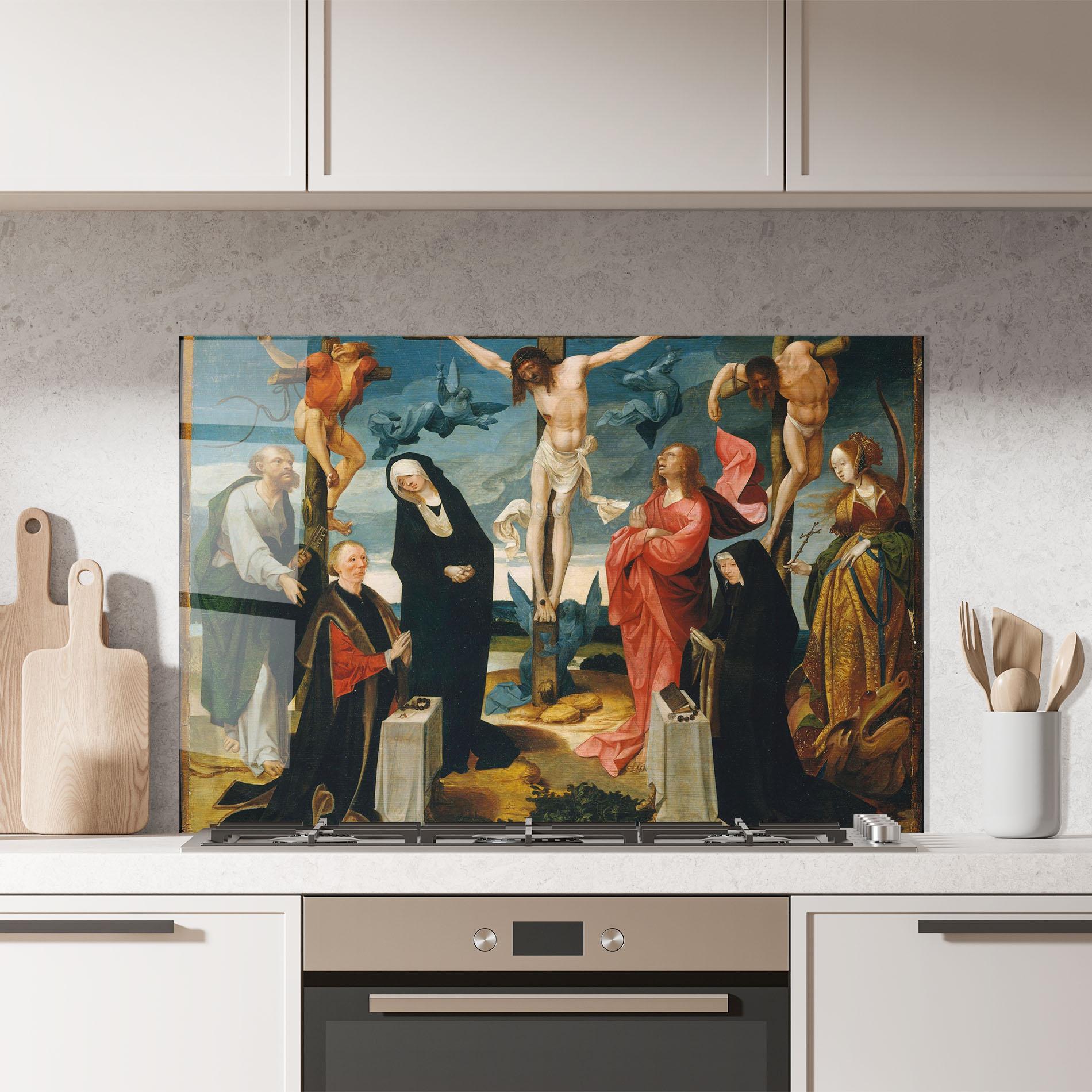 Стъклен панел за кухня Jesus Cross Birds mockup 7