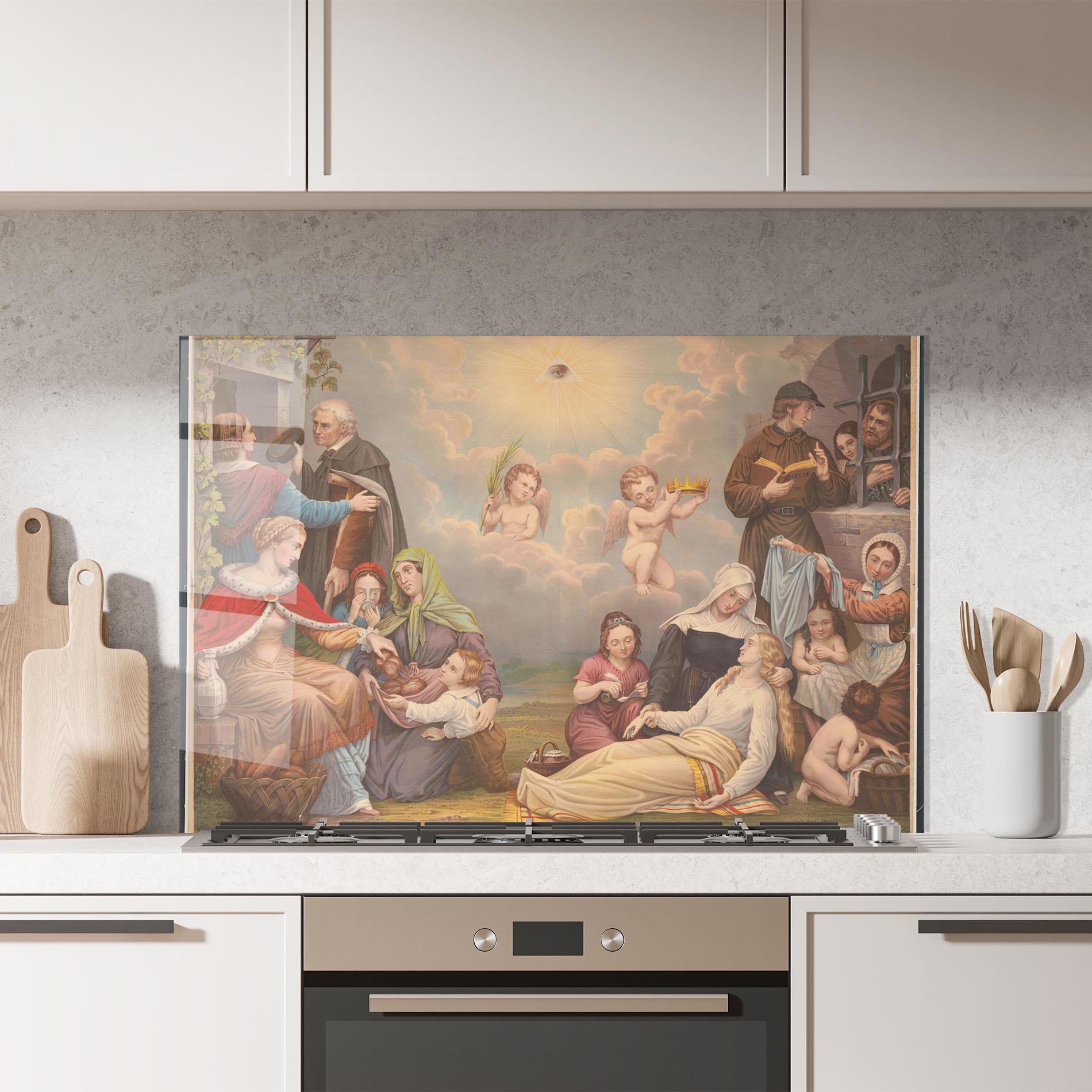 Стъклен панел за кухня Jesus Old Painting mockup 7