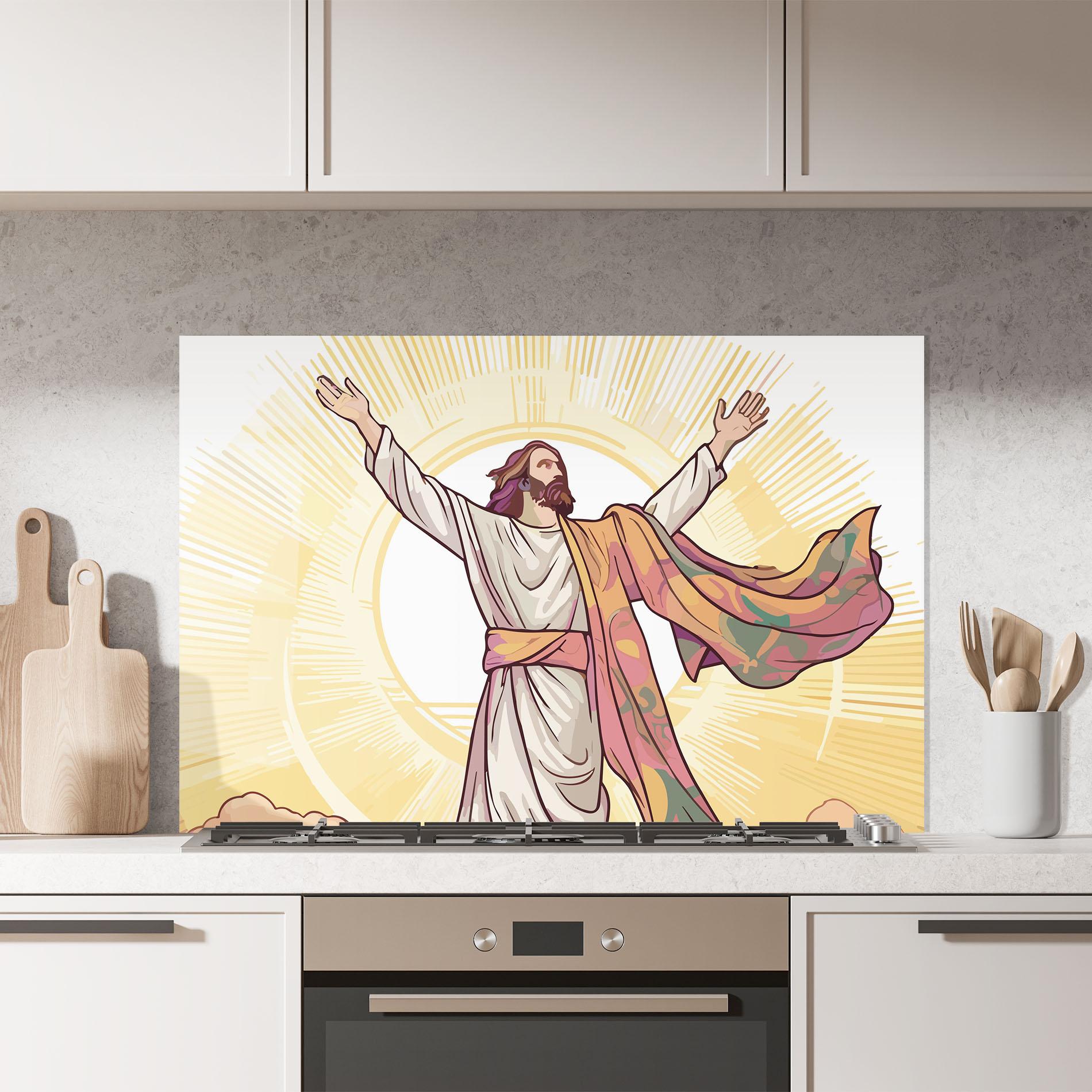 Стъклен панел за кухня Jesus Power mockup 7